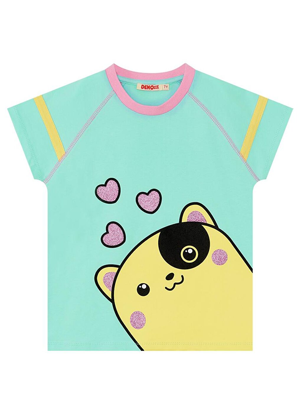 Denokids Pembe Kalpler Kız Çocuk T-shirt Şort Takım - 4