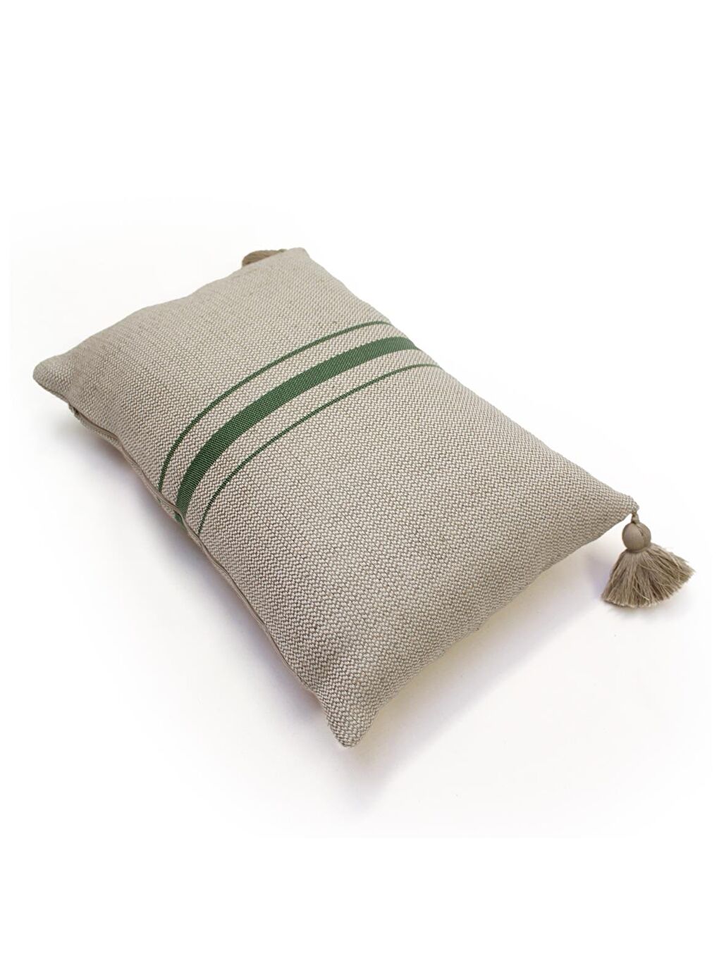 Soft Vev Kırlent - Bej / Yeşil - 35x55 cm-5