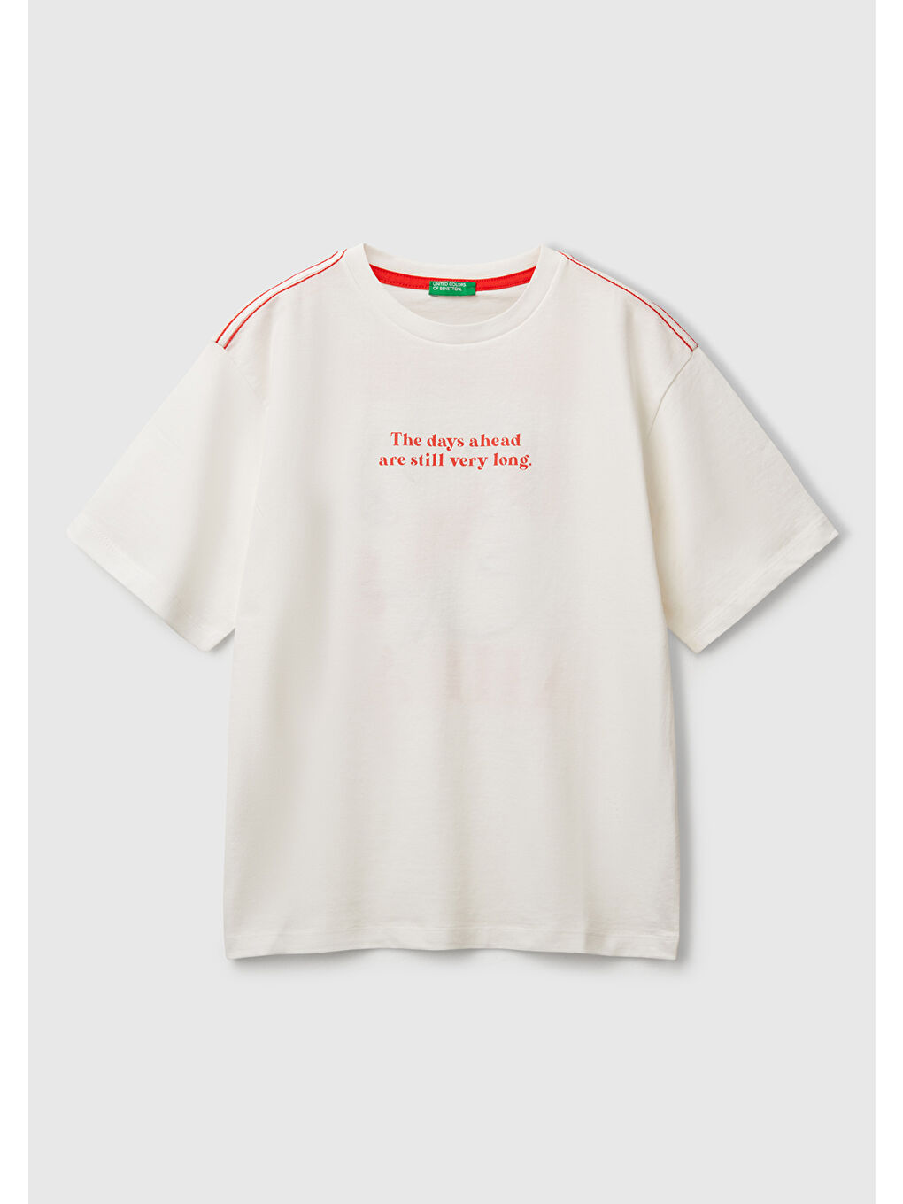 Erkek Çocuk Beyaz Slogan Baskılı Oversize T-Shirt