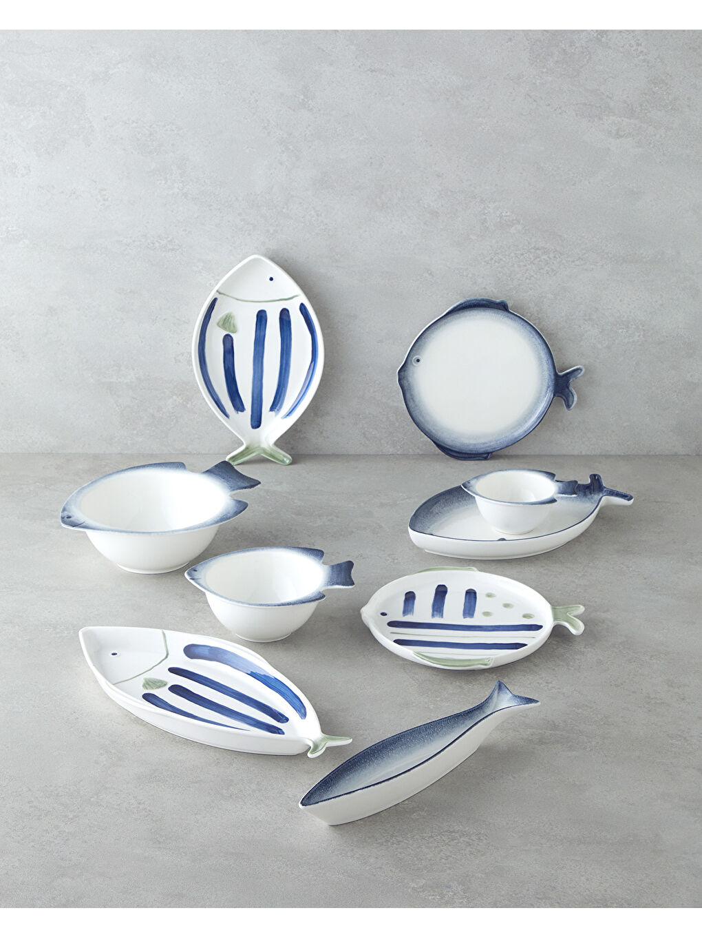 Marinova Porselen Pasta Tabağı 23 cm Mavi-Beyaz-3