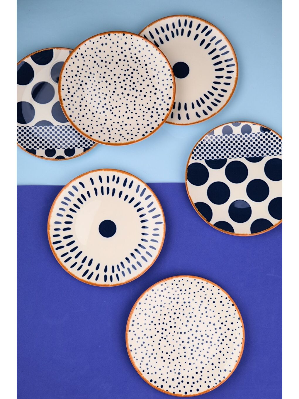 Karışık Porselen Spotty Karma Pasta Tabağı Seti 19,50cm 6 Kişilik 6 Parça-1