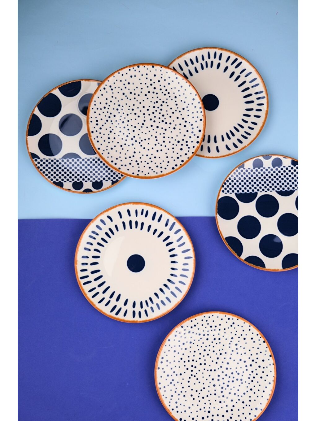 Karışık Porselen Spotty Karma Pasta Tabağı Seti 19,50cm 6 Kişilik 6 Parça-2