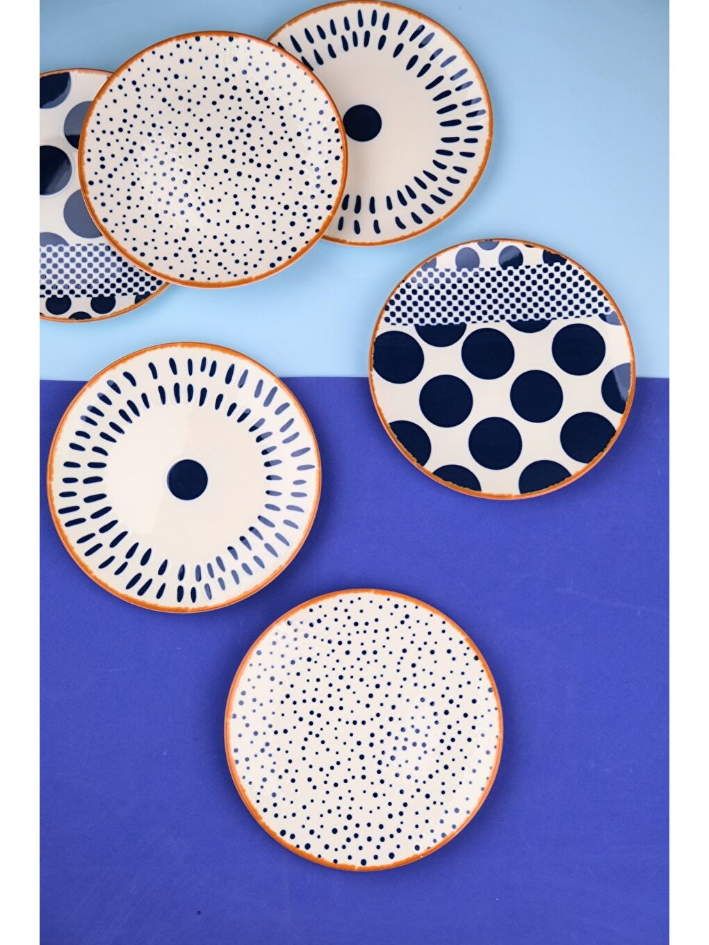 Karışık Porselen Spotty Karma Pasta Tabağı Seti 19,50cm 6 Kişilik 6 Parça-3