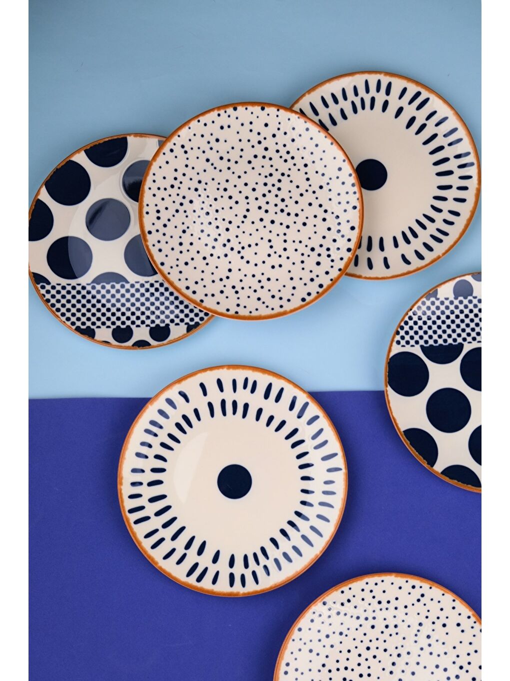 Karışık Porselen Spotty Karma Pasta Tabağı Seti 19,50cm 6 Kişilik 6 Parça-4
