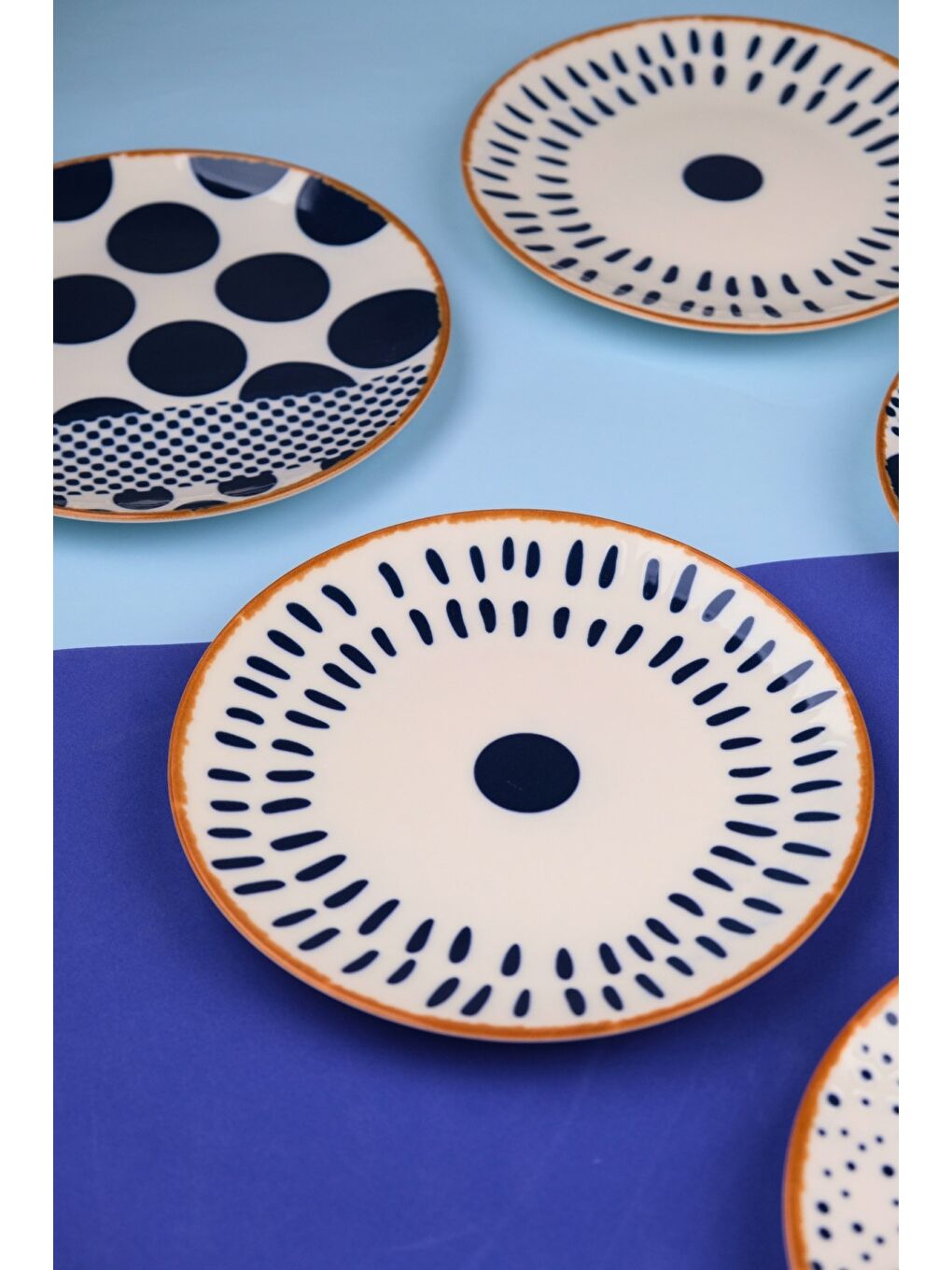 Karışık Porselen Spotty Karma Pasta Tabağı Seti 19,50cm 6 Kişilik 6 Parça-5