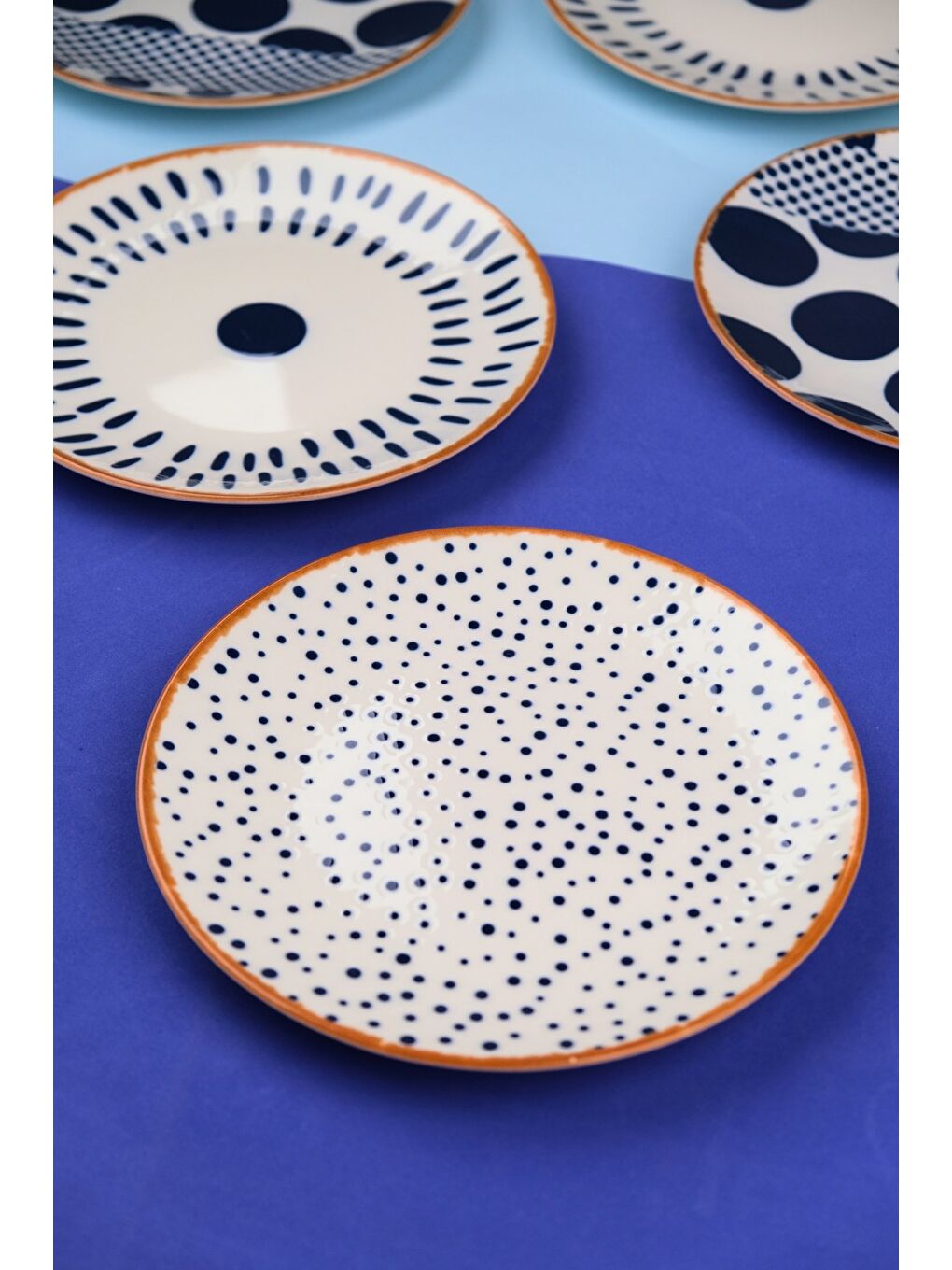 Karışık Porselen Spotty Karma Pasta Tabağı Seti 19,50cm 6 Kişilik 6 Parça-6
