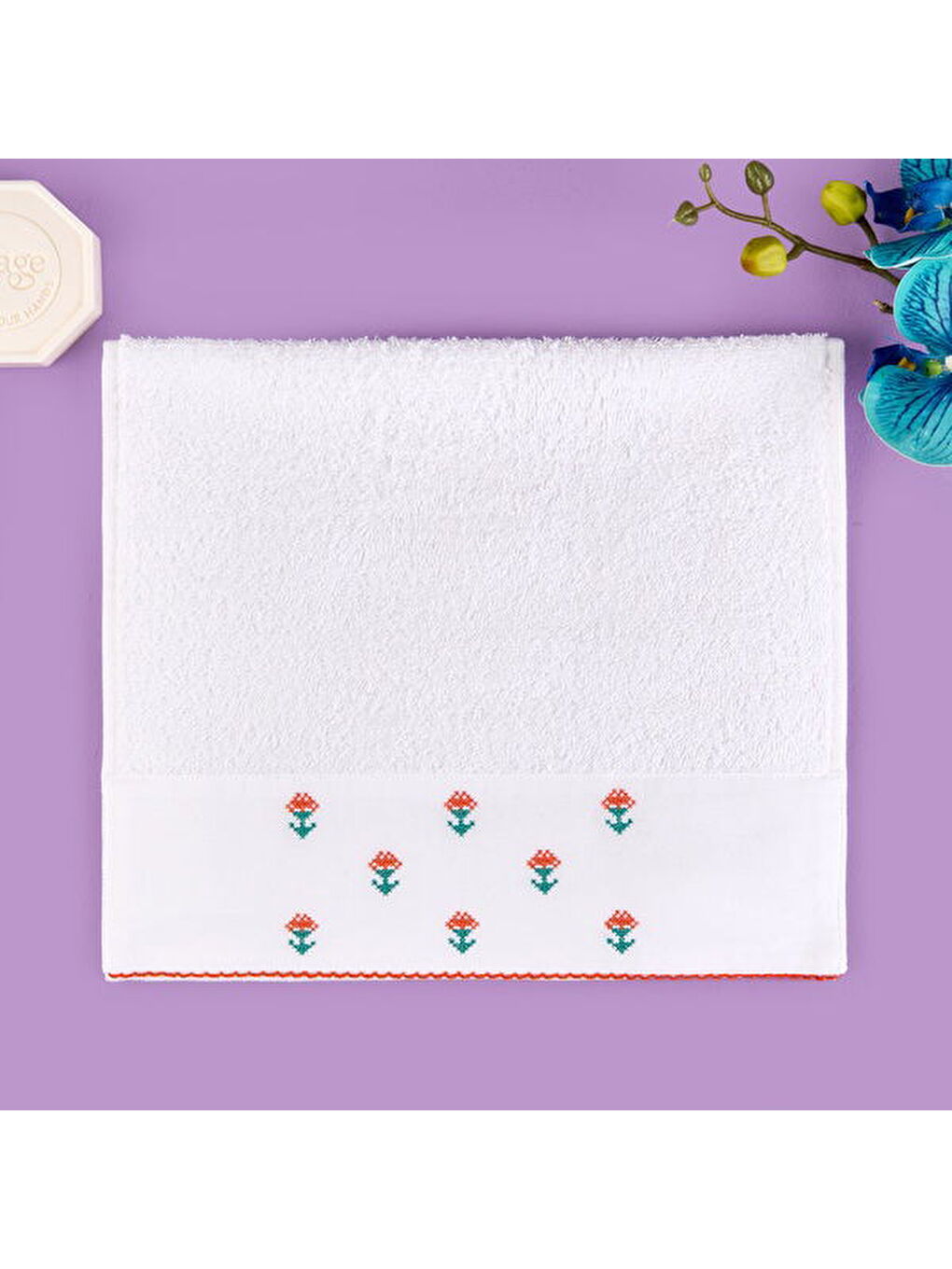 Lila Soft Urban Delight Braga El Havlusu - Ekru / Turuncu - 30x50 cm