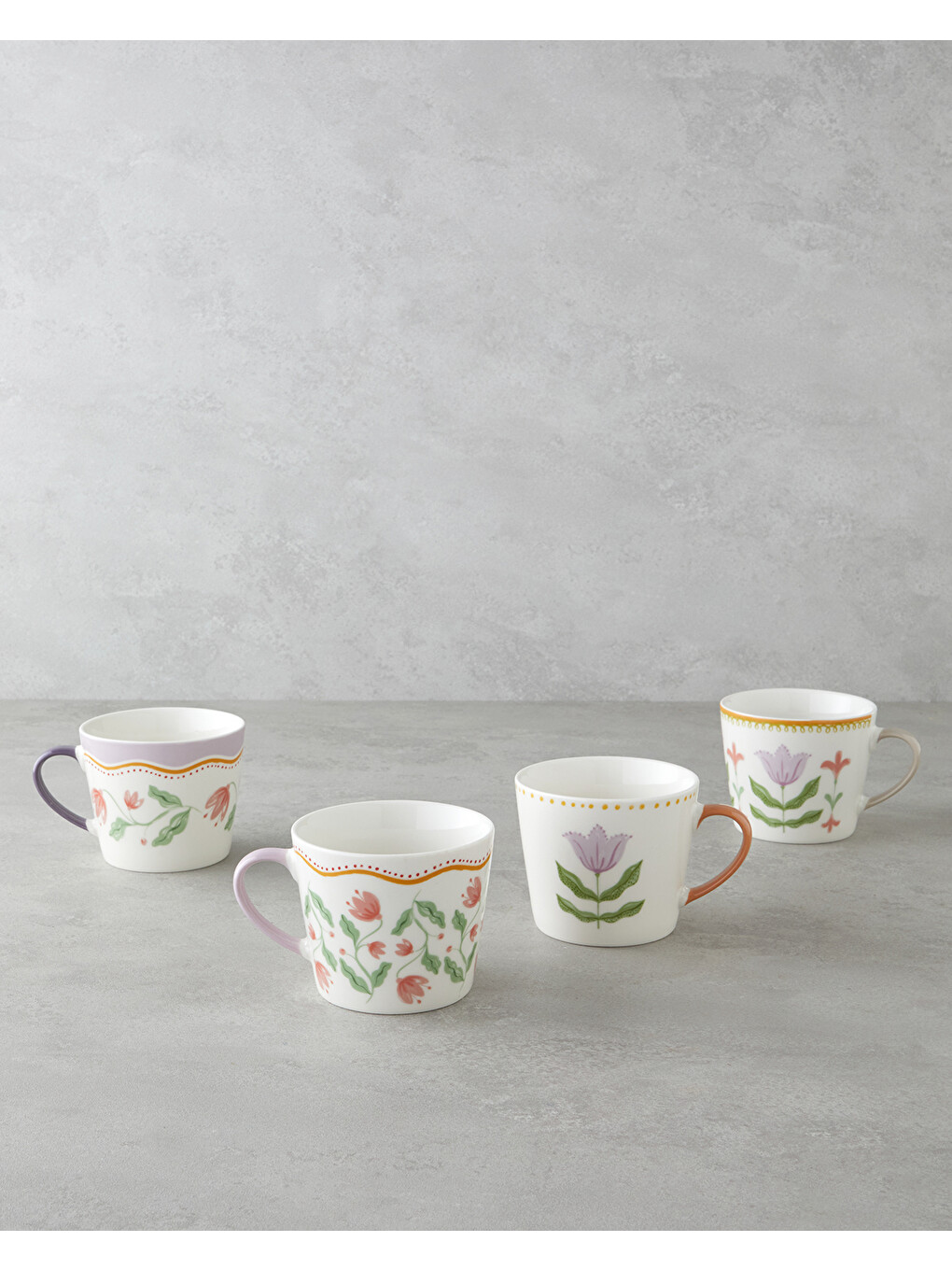 Beyaz Floral Breeze New Bone China Kupa 450 Ml Renkli-3