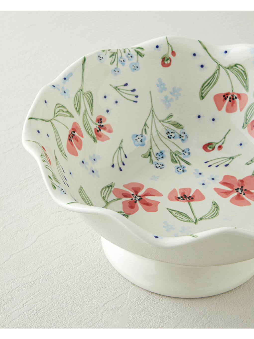 Bloomika Stoneware El Yapımı Sunumluk 26x25,5x13 Cm Pembe - Yeşil-2
