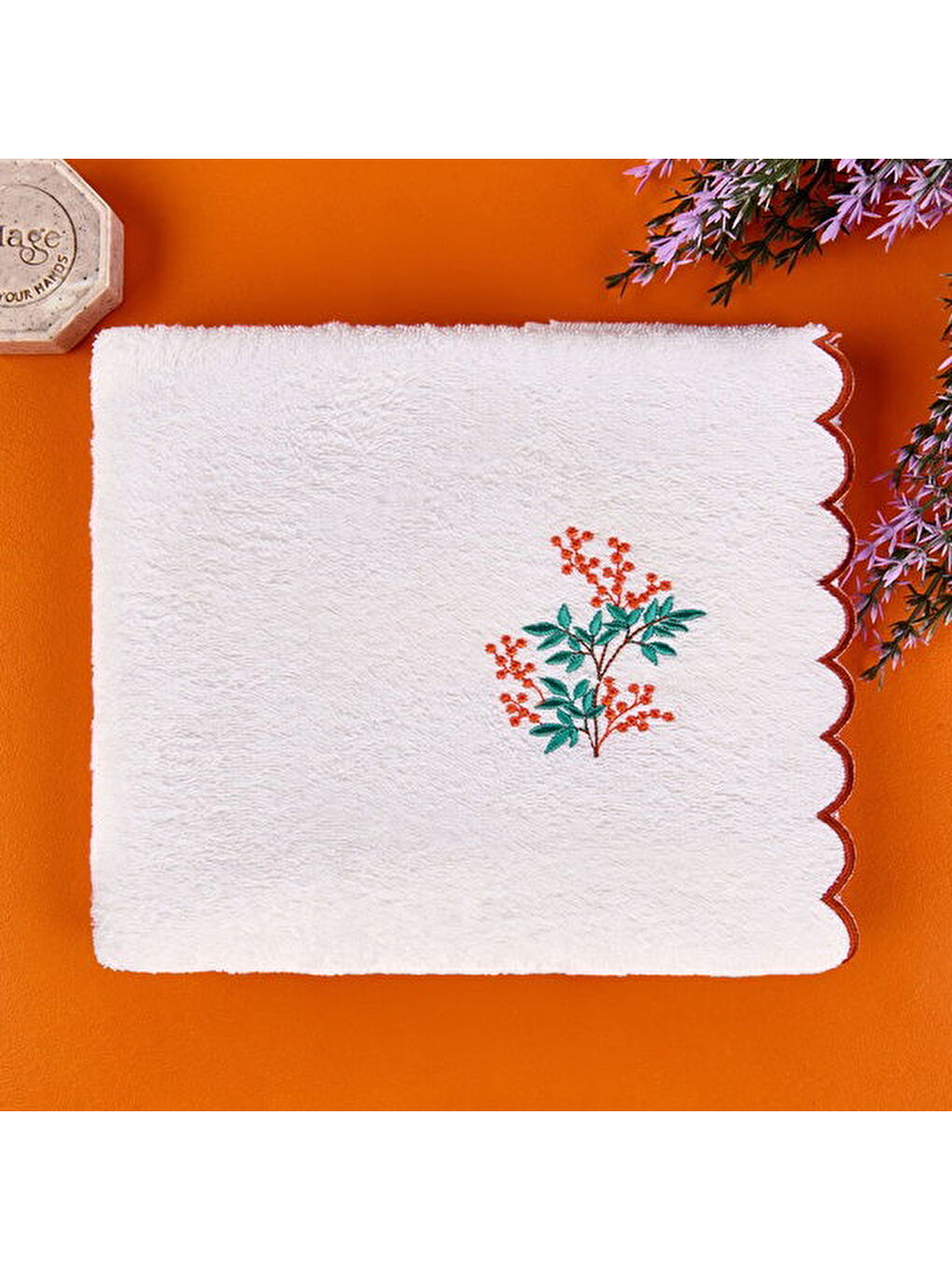 Lila Soft Urban Delight Onda Yüz Havlusu - Ekru / Kahverengi - 50x90 cm-1