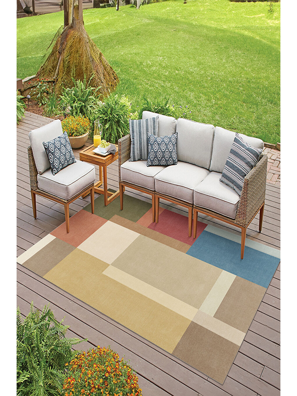 Bej Dekoratif Salon Halısı, Makinada Yıkanabilir, Kaymaz Taban, İnce & Modern Tasarım-2