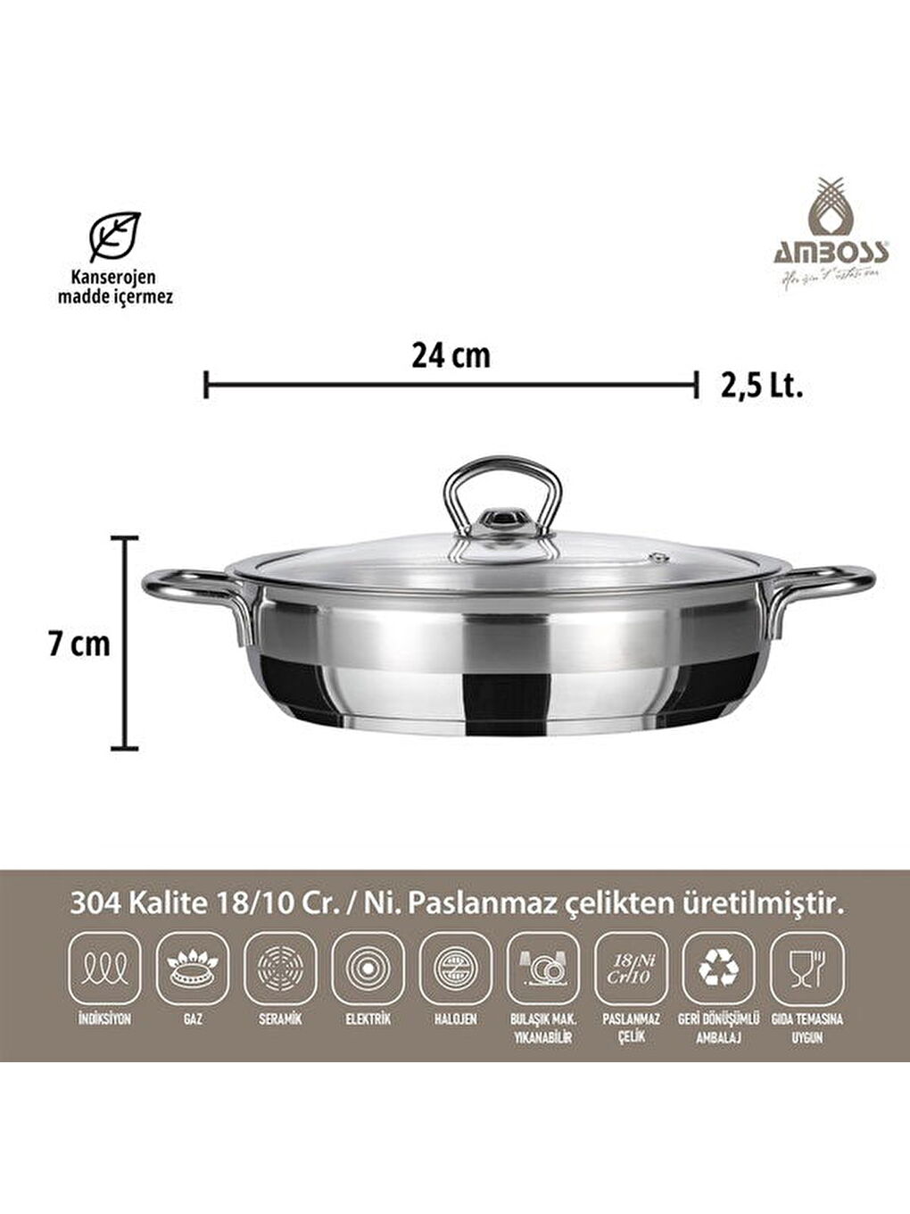Gri Saphire Karnıyarık Tenceresi - Inox - 24 cm-2