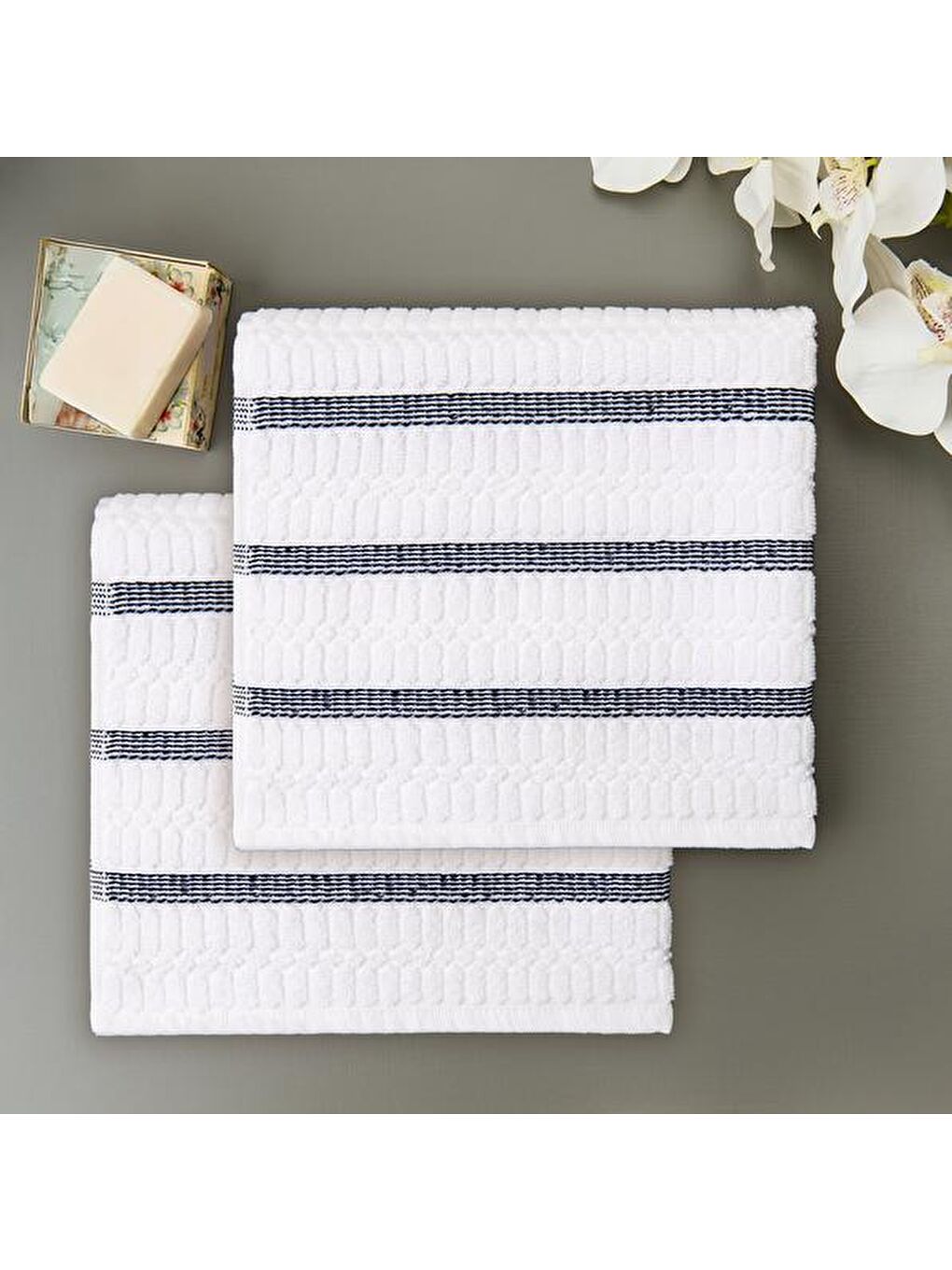 Soft Emma 2'li Havlu Seti - Beyaz - 30x30 cm
