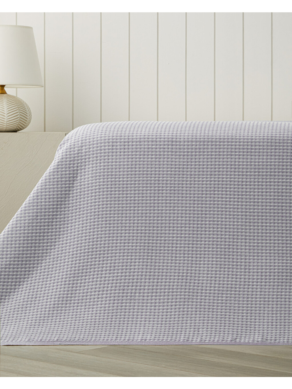 Modern Grid Tek Kişilik Pike 150x220 Cm Lila-1