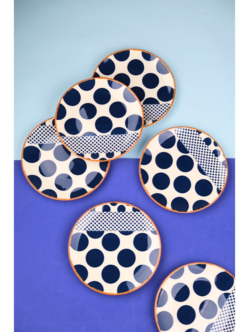 Karışık Porselen Spotty Pasta Tabağı 19,50cm SP2 6 Kişilik 6 Parça-1