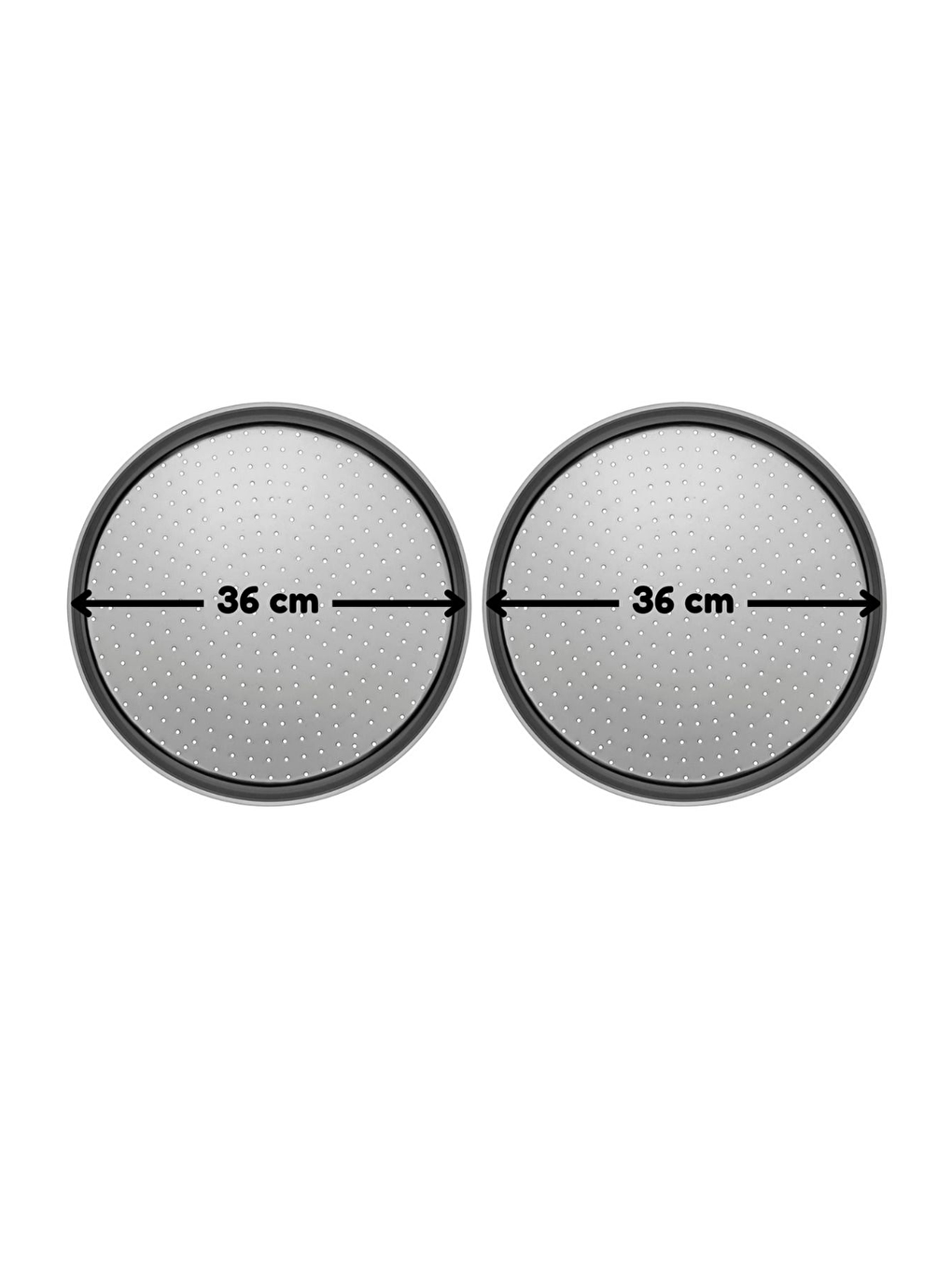 Gri Büyük Boy Delikli Pizza Tepsisi Lahmacun Pide Tepsisi 36 cm 2 Adet-1