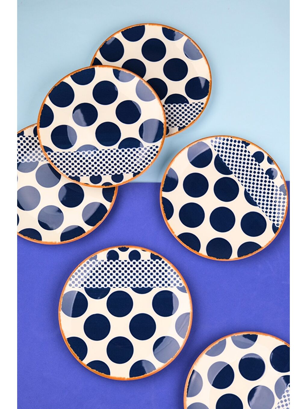 Karışık Porselen Spotty Pasta Tabağı 19,50cm SP2 6 Kişilik 6 Parça-2