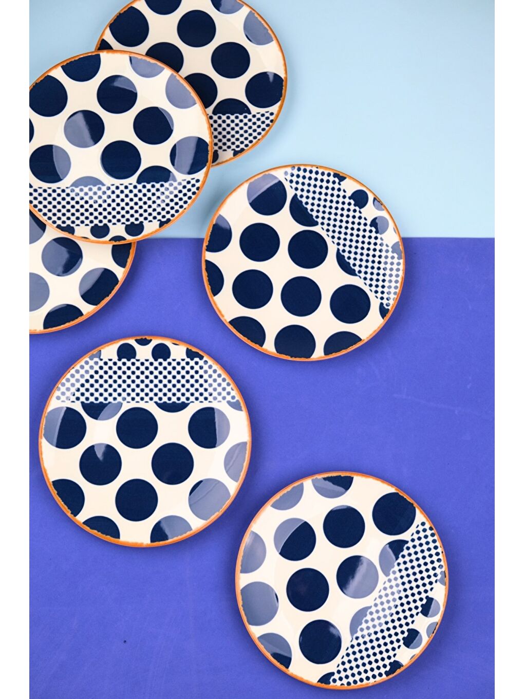 Karışık Porselen Spotty Pasta Tabağı 19,50cm SP2 6 Kişilik 6 Parça-3