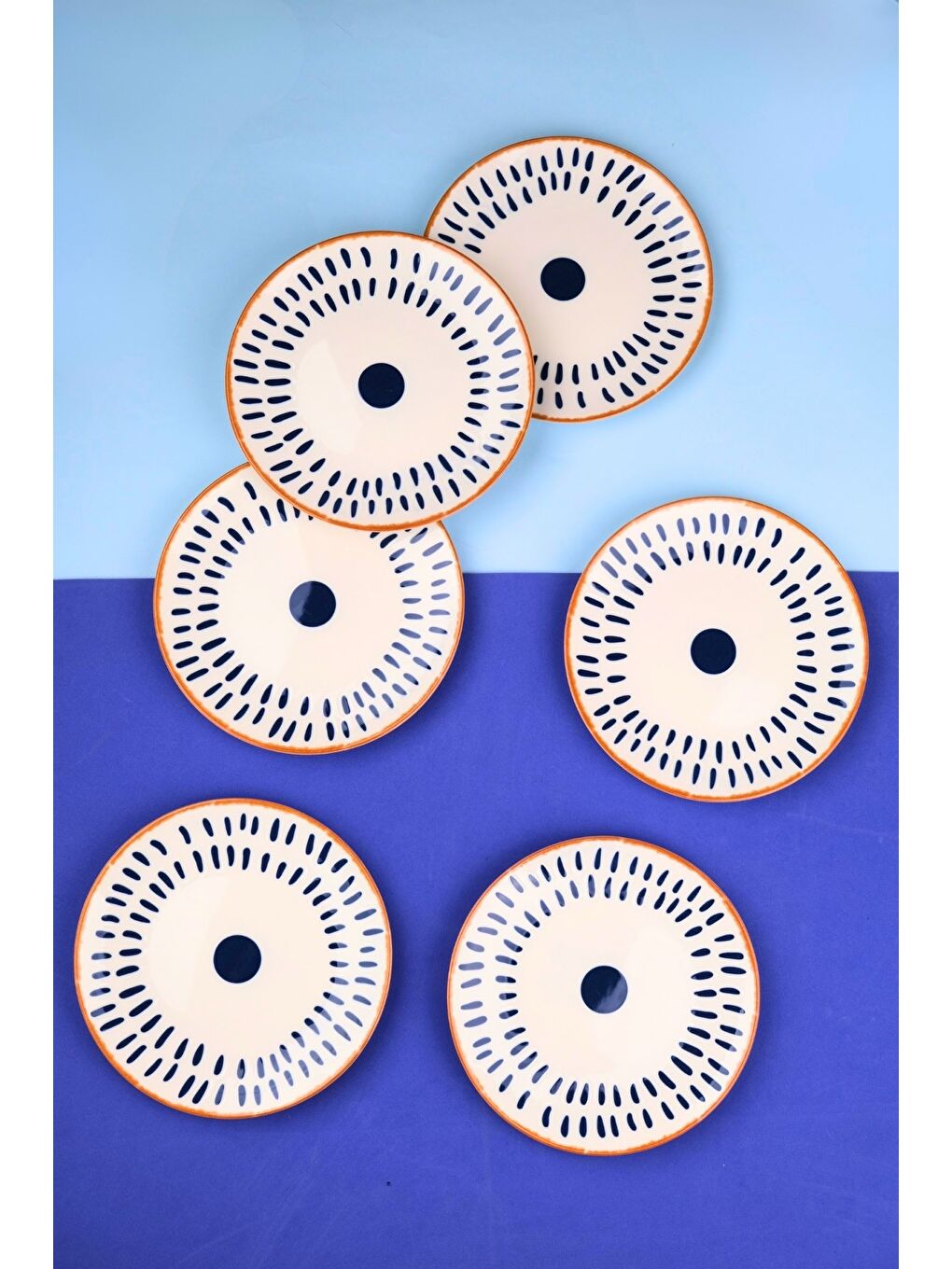 Karışık Porselen Spotty Pasta Tabağı 19,50cm SP3 6 Kişilik 6 Parça