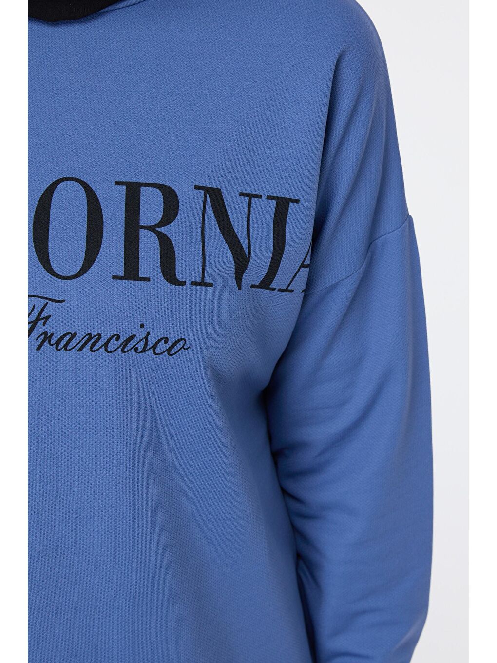 Bisiklet Yaka Kadın Mavi Tunik Pantolon - 13046-4