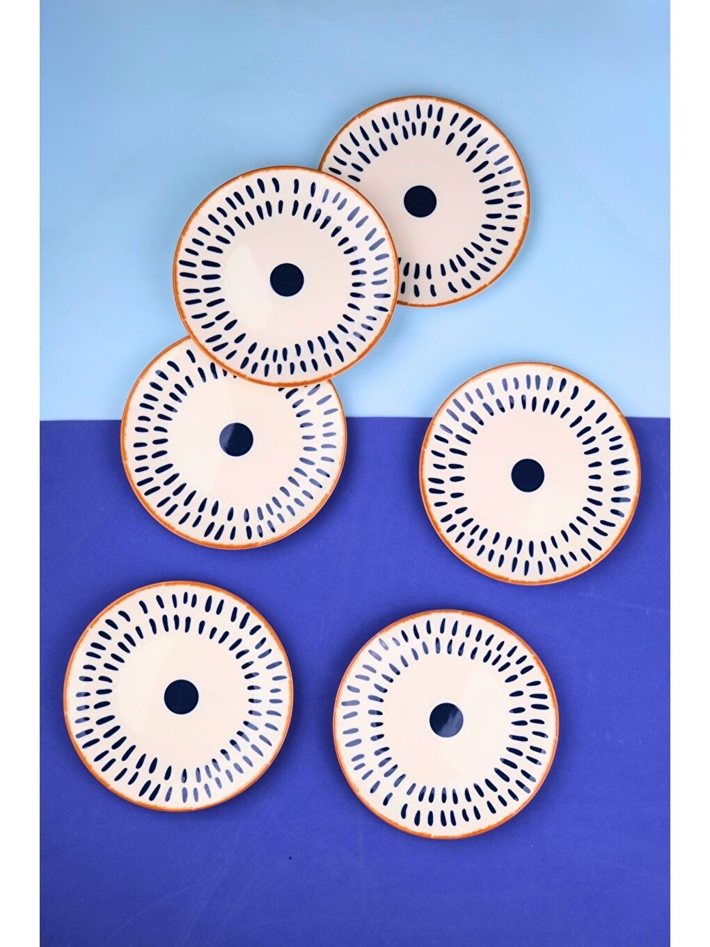 Karışık Porselen Spotty Pasta Tabağı 19,50cm SP3 6 Kişilik 6 Parça-1