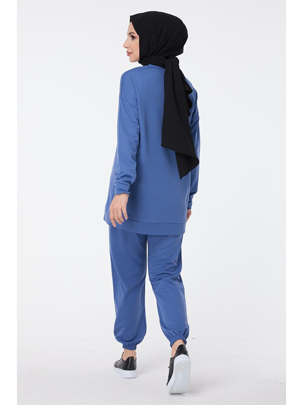 Bisiklet Yaka Kadın Mavi Tunik Pantolon - 13046-5