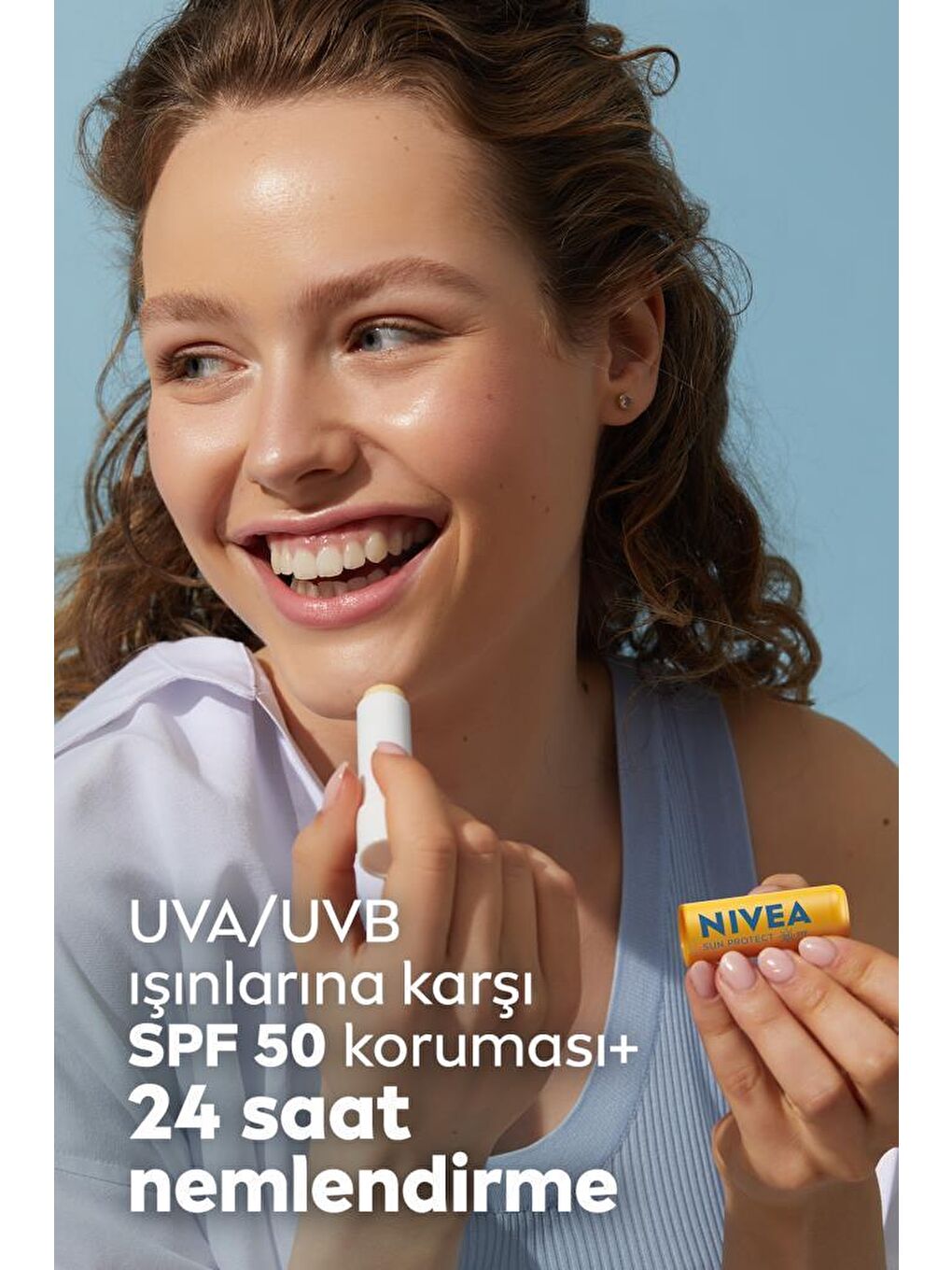 NIVEA Şeffaf SUN Yüksek Güneş Korumalı Dudak Bakım Kremi 4.8gr, SPF50, 24 Saat Nemlendirici, E ve C Vitamini - 2