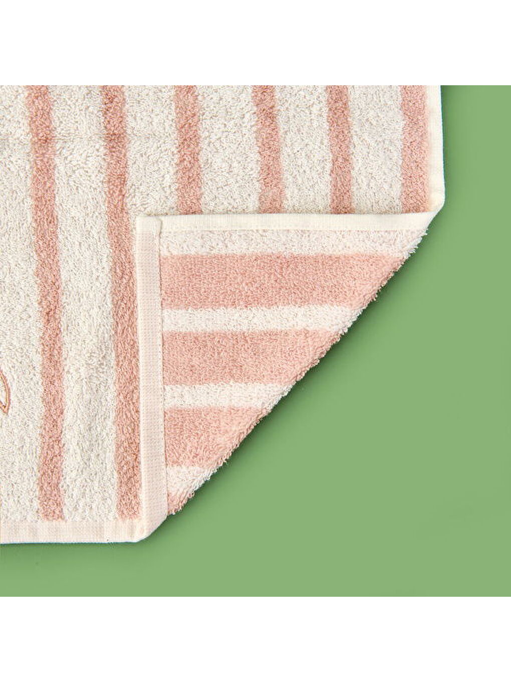 Soft Bemba Yüz Havlusu - Ekru / Pembe - 50x90 cm-3