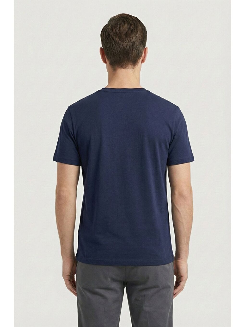 Giotelli Lacivert Oversize Fit %100 Pamuk Baskılı Bisiklet Yaka Erkek Tişört-3