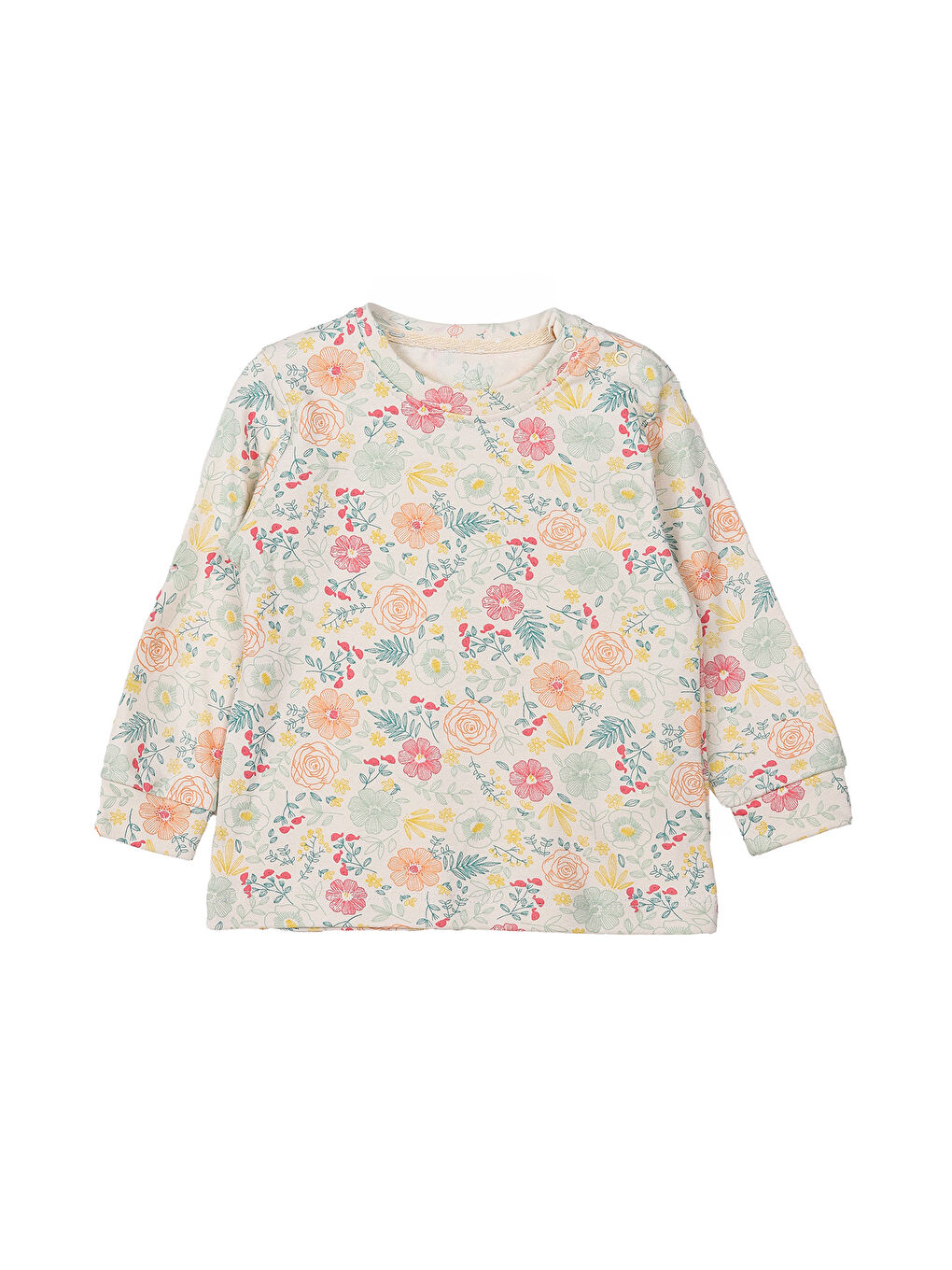 KİKO Mint Yeşil Flowers Baskılı Kız Bebek Sweatshirt 2'Li - 2