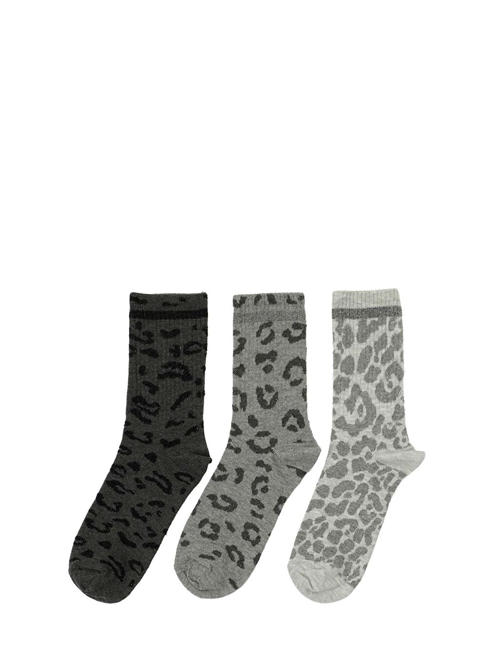 Gri LEOPAR  3 LU SKT-W 5PR GRI MULTI Kadın Soket Çorap