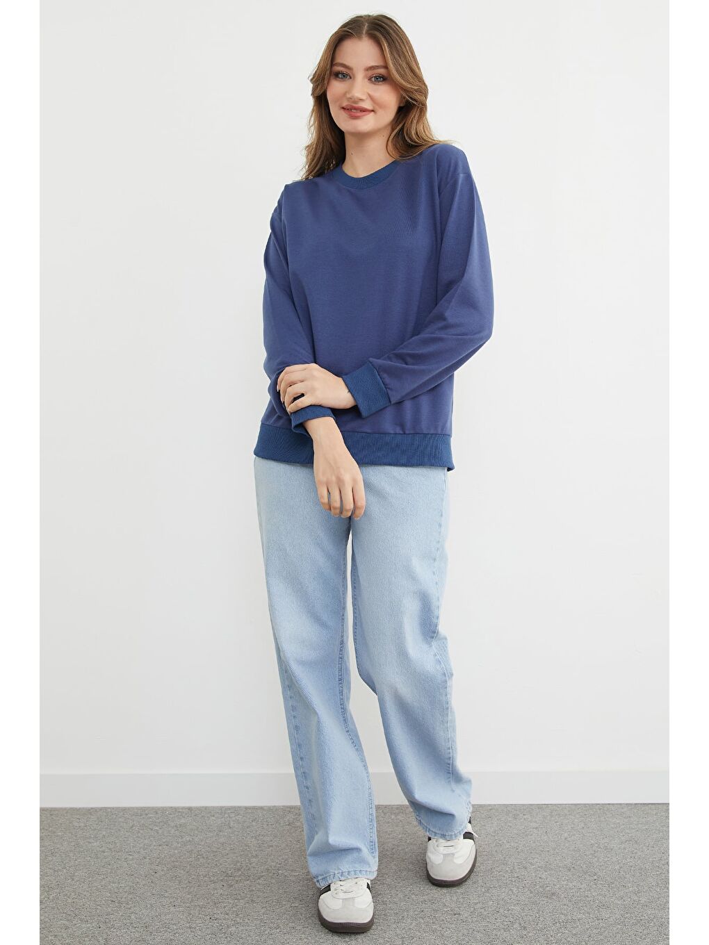İndigo Basic Bisiklet Yaka Sweatshirt-2