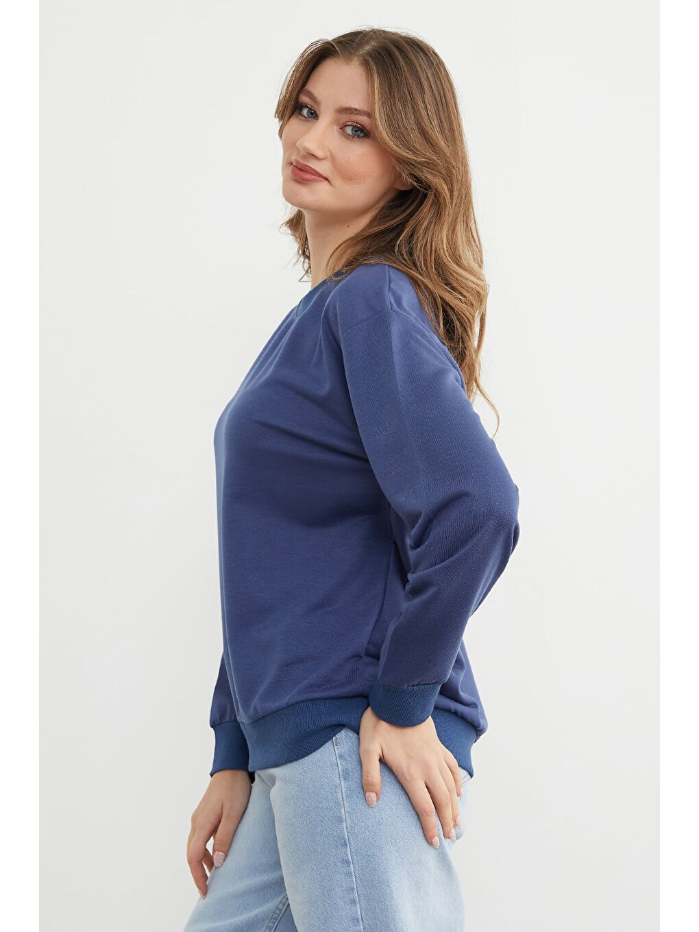 İndigo Basic Bisiklet Yaka Sweatshirt-3