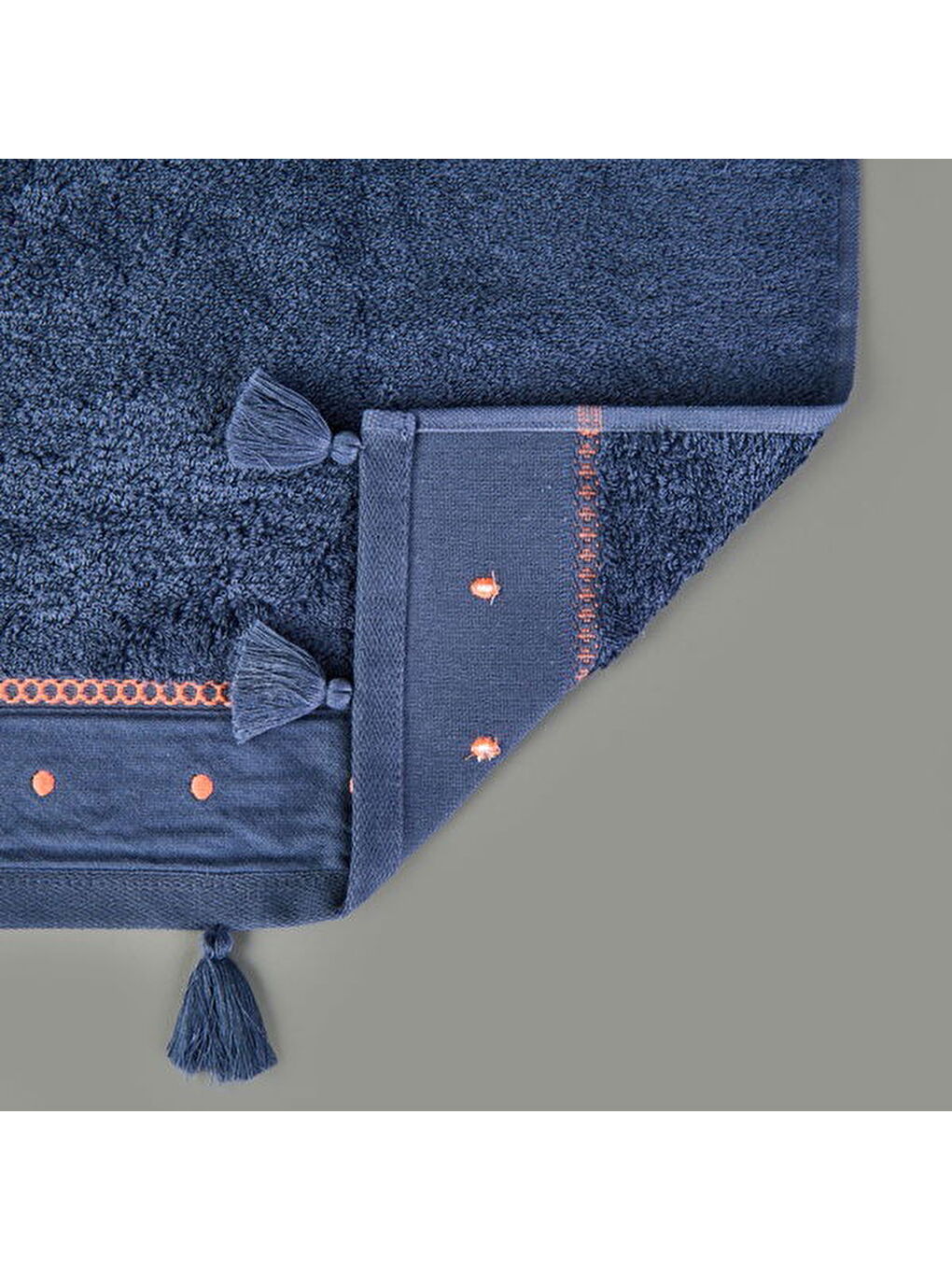 Soft Piene El Havlusu - Lacivert / Kiremit - 30x50 cm-3