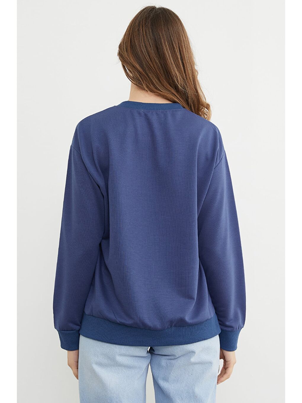 İndigo Basic Bisiklet Yaka Sweatshirt-4