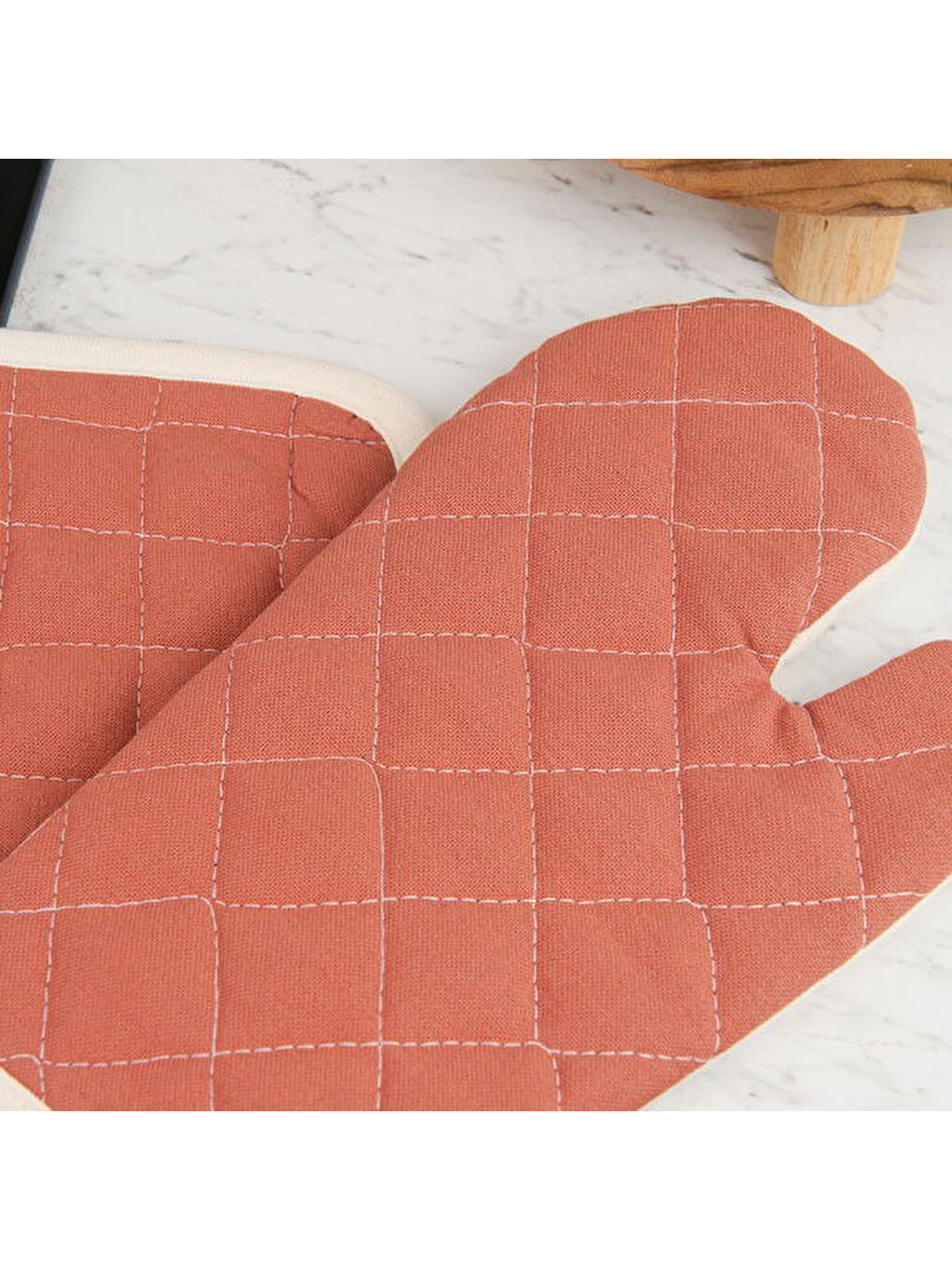 Gri Soft Fırın Eldiven Tutaç Seti - Kiremit / Ekru-2