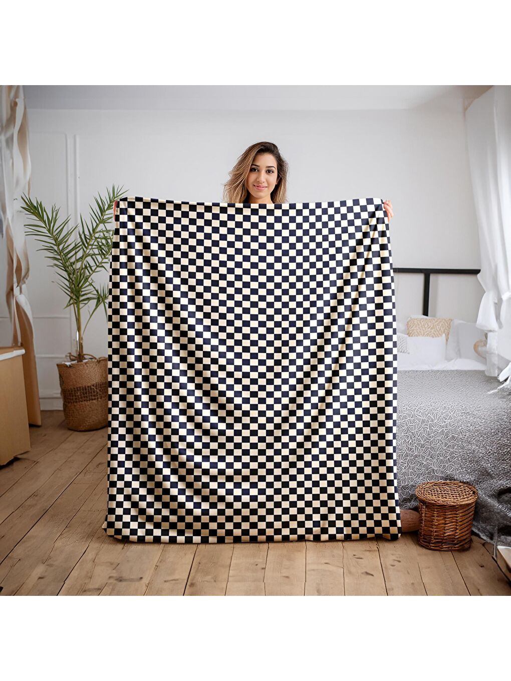 Baskılı Polar Lacivert Battaniye TV Battaniyesi Makinada Yıkanabilir Battaniye 170 x 200 cm-1