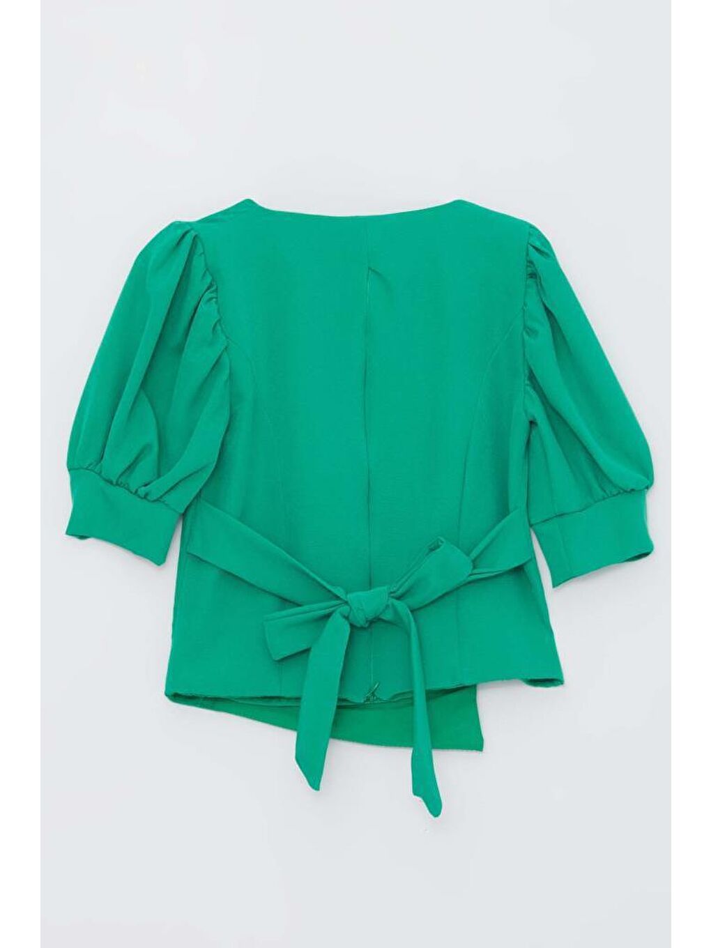 Kız Çocuk Yarım Kollu Belden Bağlamalı ve Düğme Detaylı Çantalı Yeşil Alt Üst Takım-2