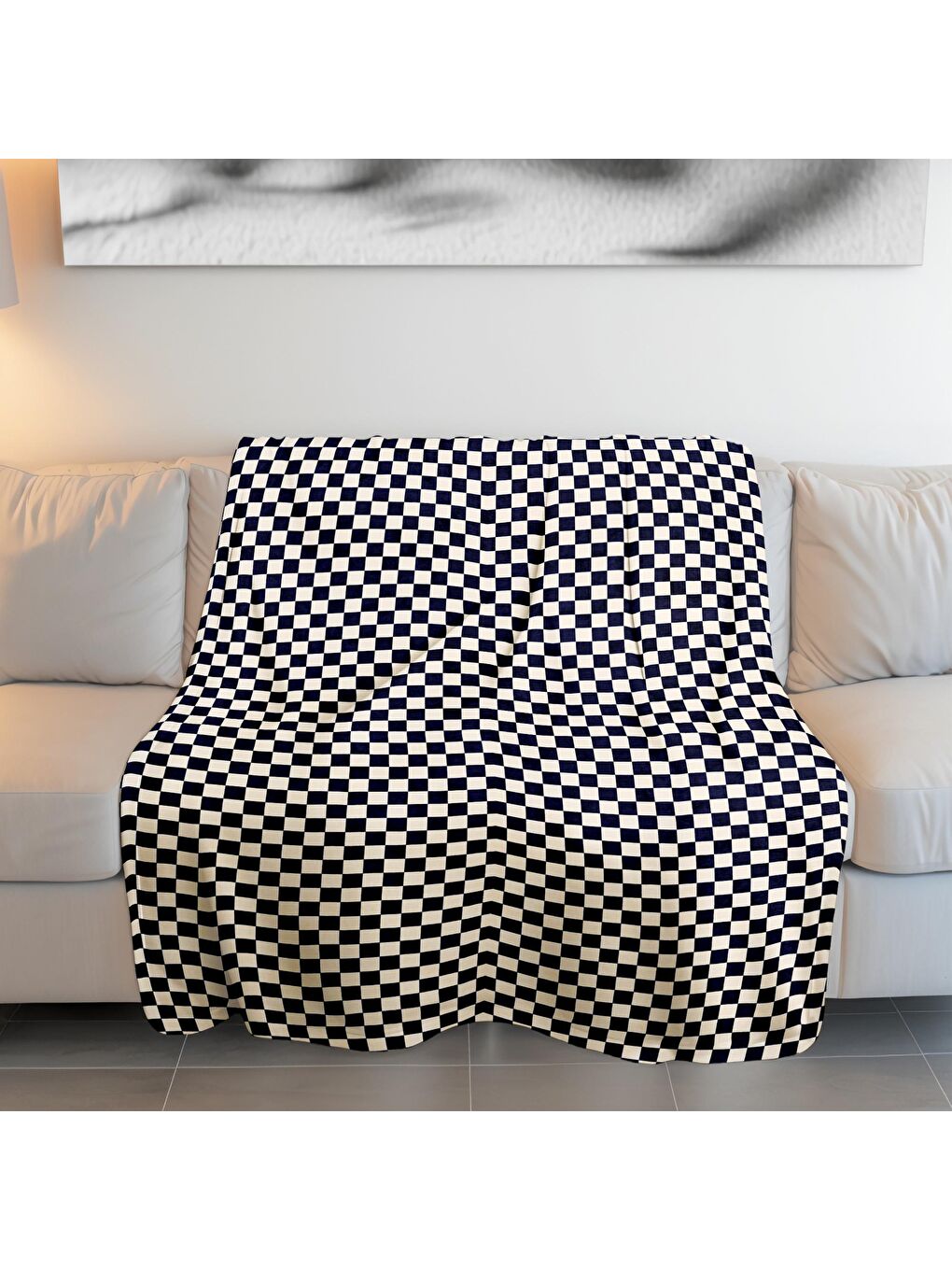 Baskılı Polar Lacivert Battaniye TV Battaniyesi Makinada Yıkanabilir Battaniye 170 x 200 cm-2