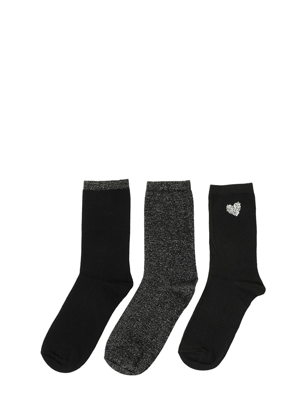 HEART 3 LU SKT-W 5PR Siyah Kadın Soket Çorap