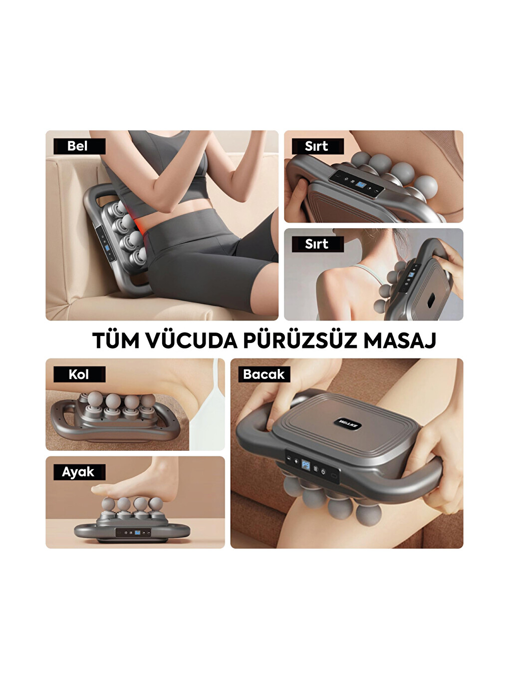 Premium Isıtmalı Çok Başlıklı Elektrikli Tüm Vücut Masaj Aleti V-01-6