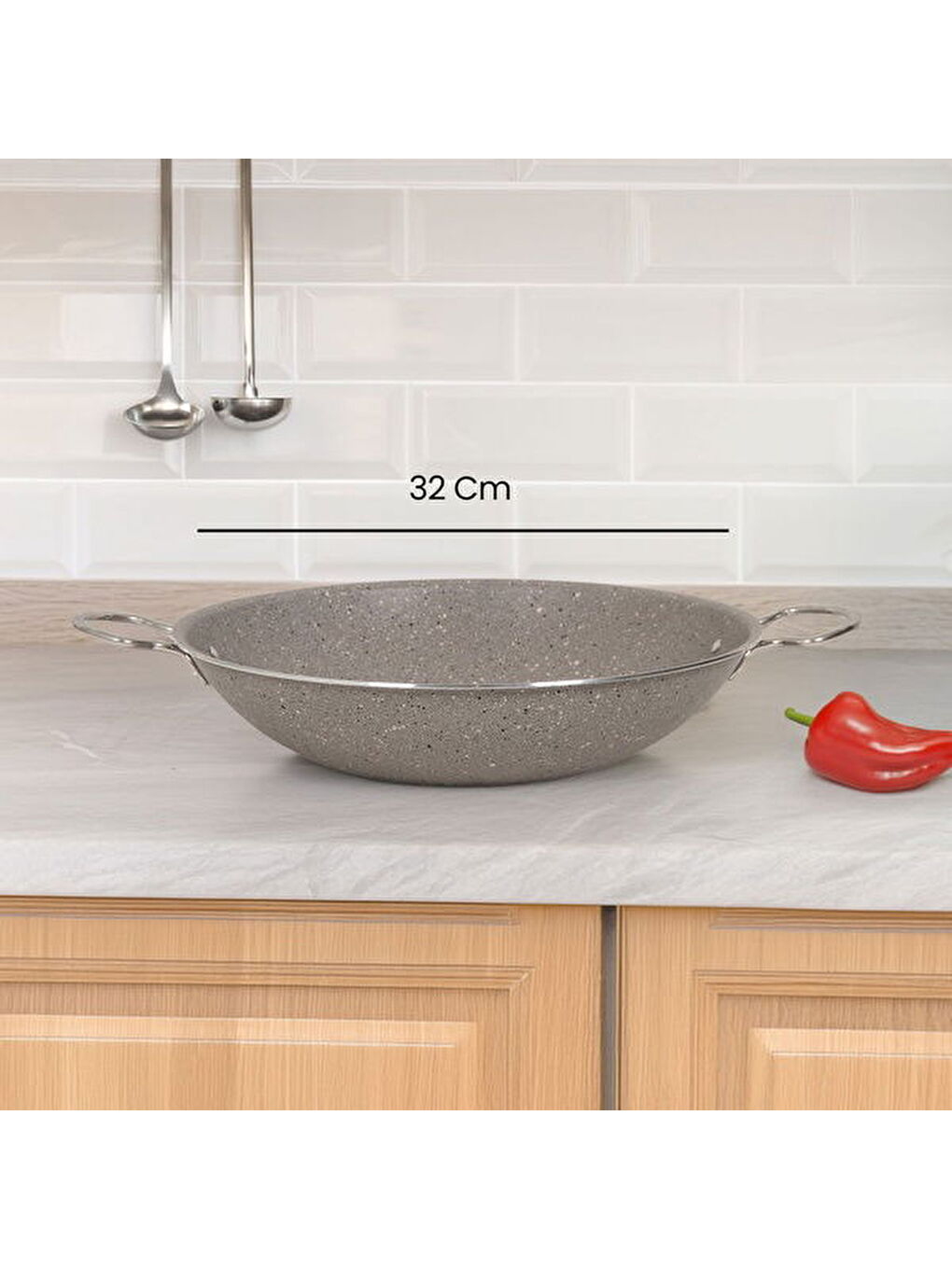 Kavurma Sacı - Gri - 32 cm-5