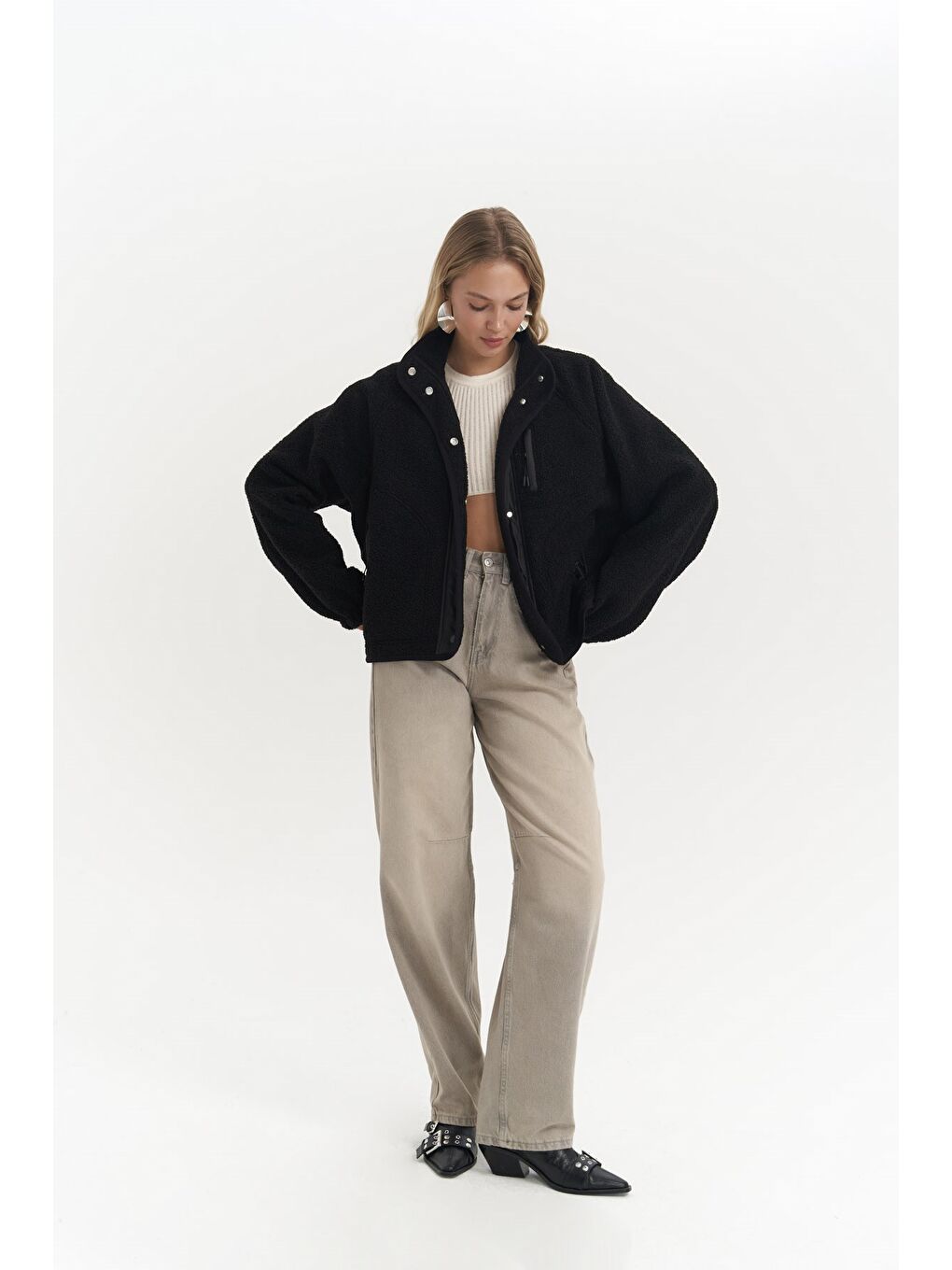 Mely Siyah Teddy Ceket-1