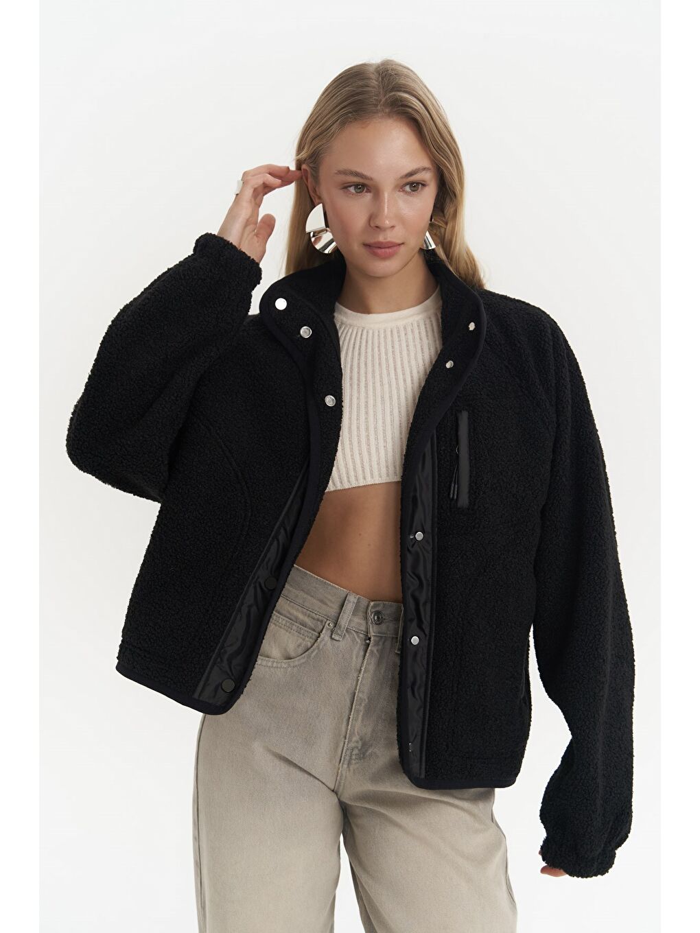 Mely Siyah Teddy Ceket-2