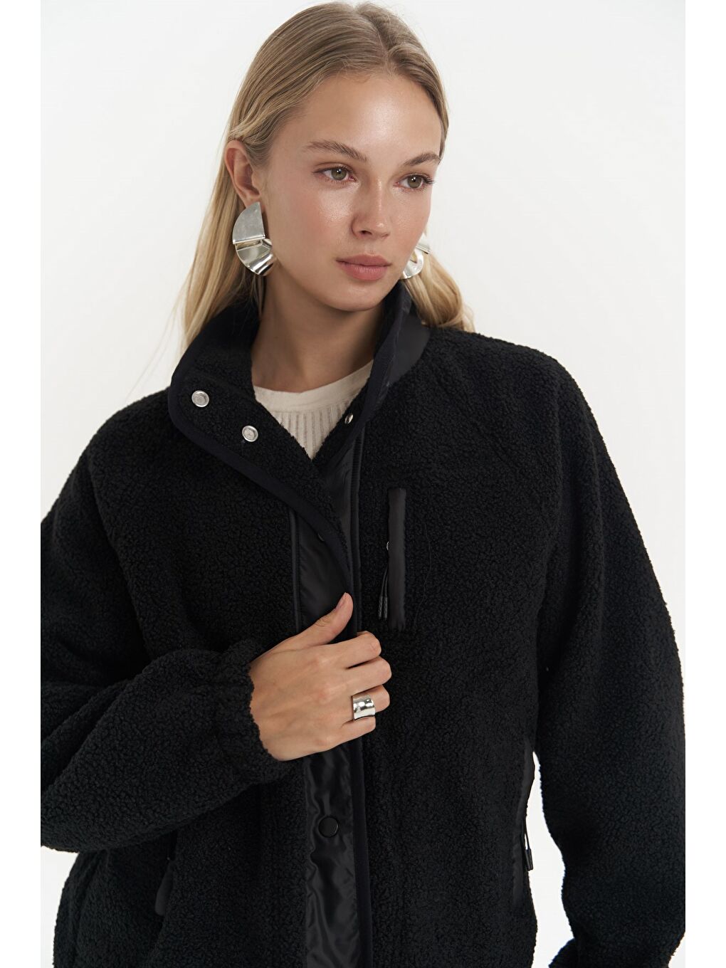 Mely Siyah Teddy Ceket-5
