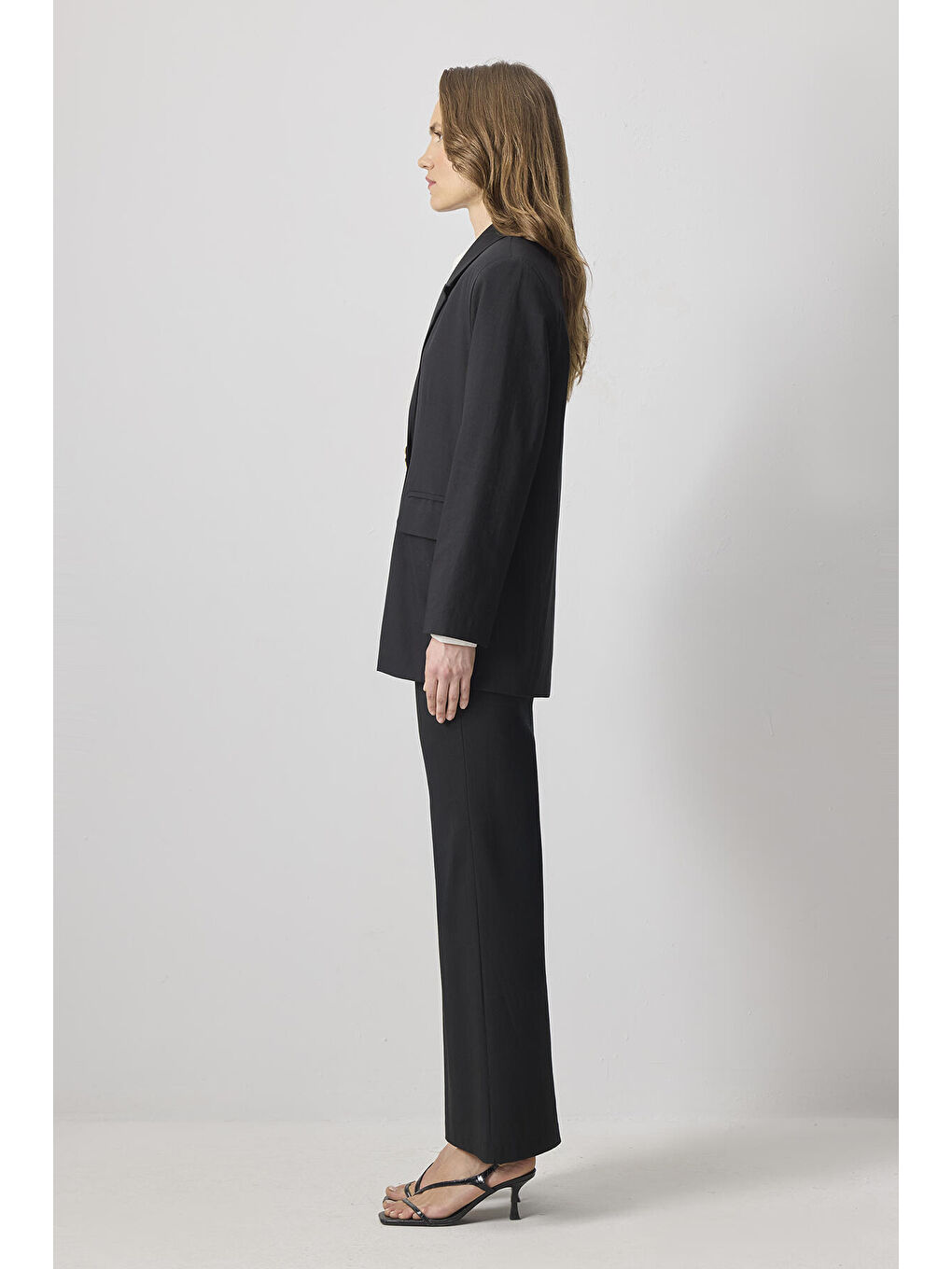 Siyah Metal Düğmeli Blazer Ceket-1