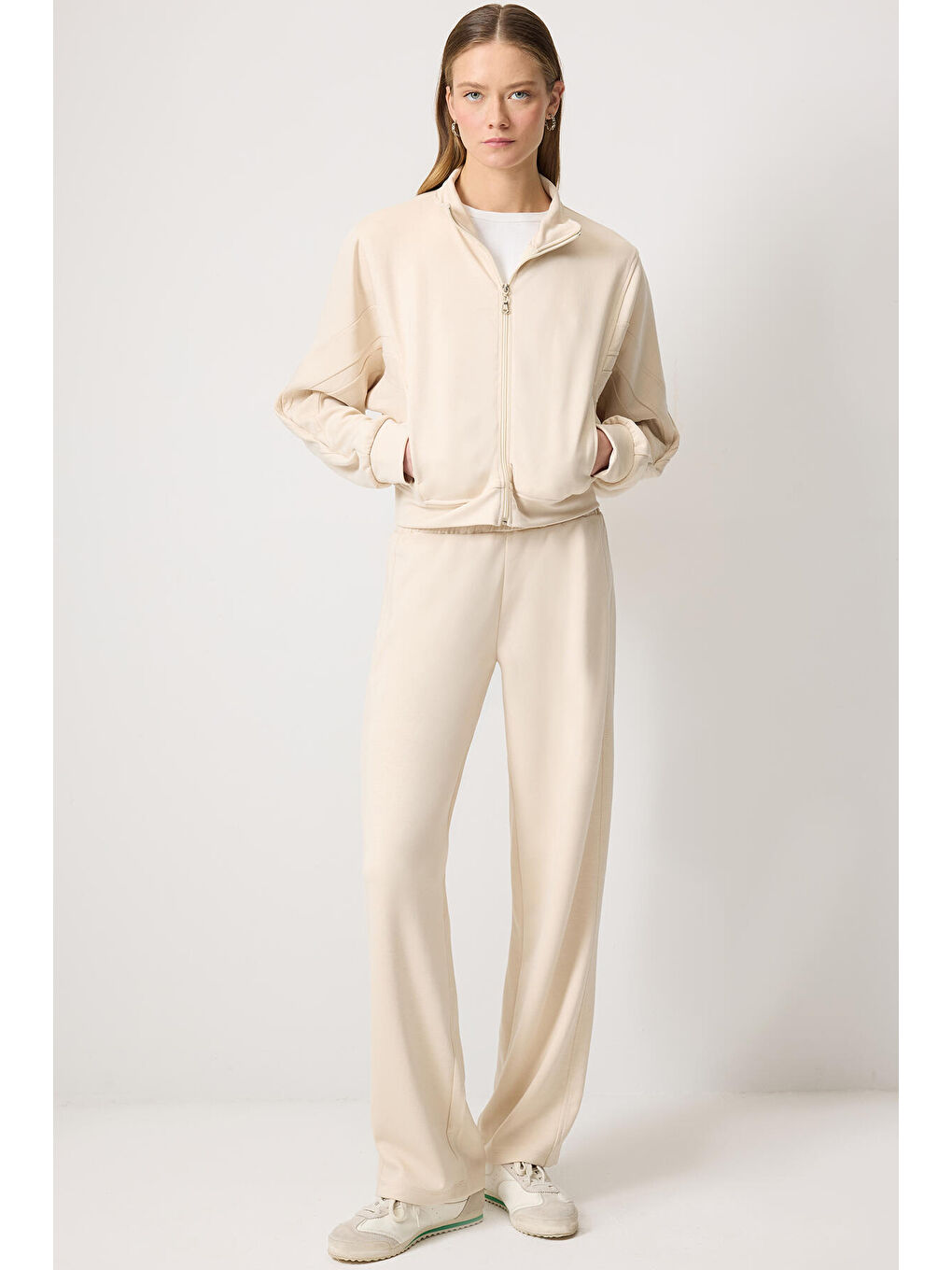 Ekru Hırka Eşofman Takım-1