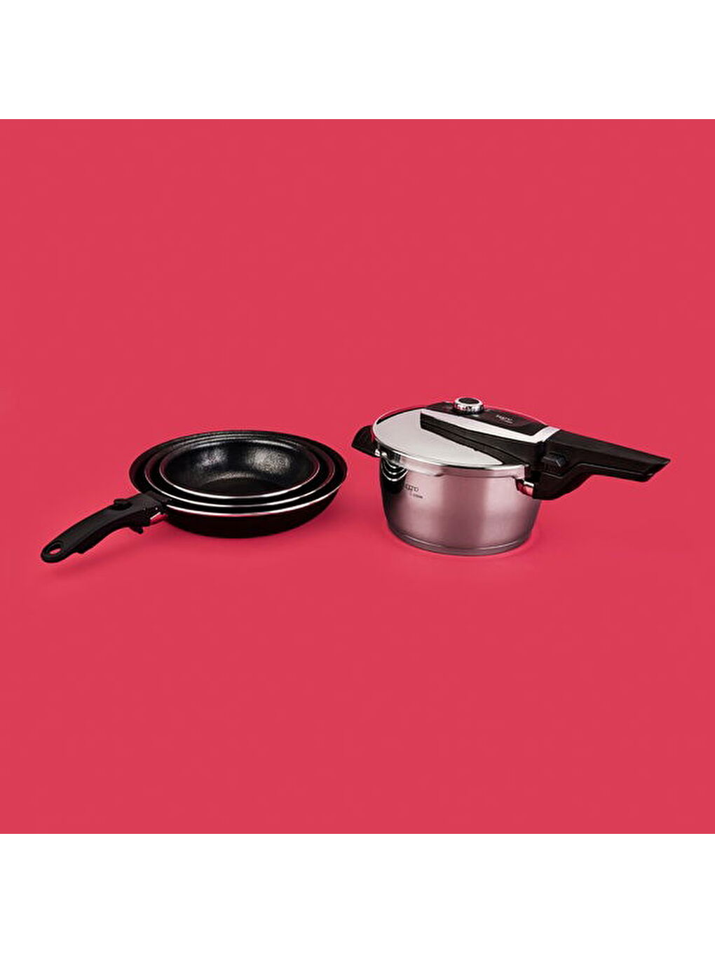 Düdüklü Çelik Tencere 6 Parça Granit All In One Tava Seti - Gri / Siyah - 4 lt