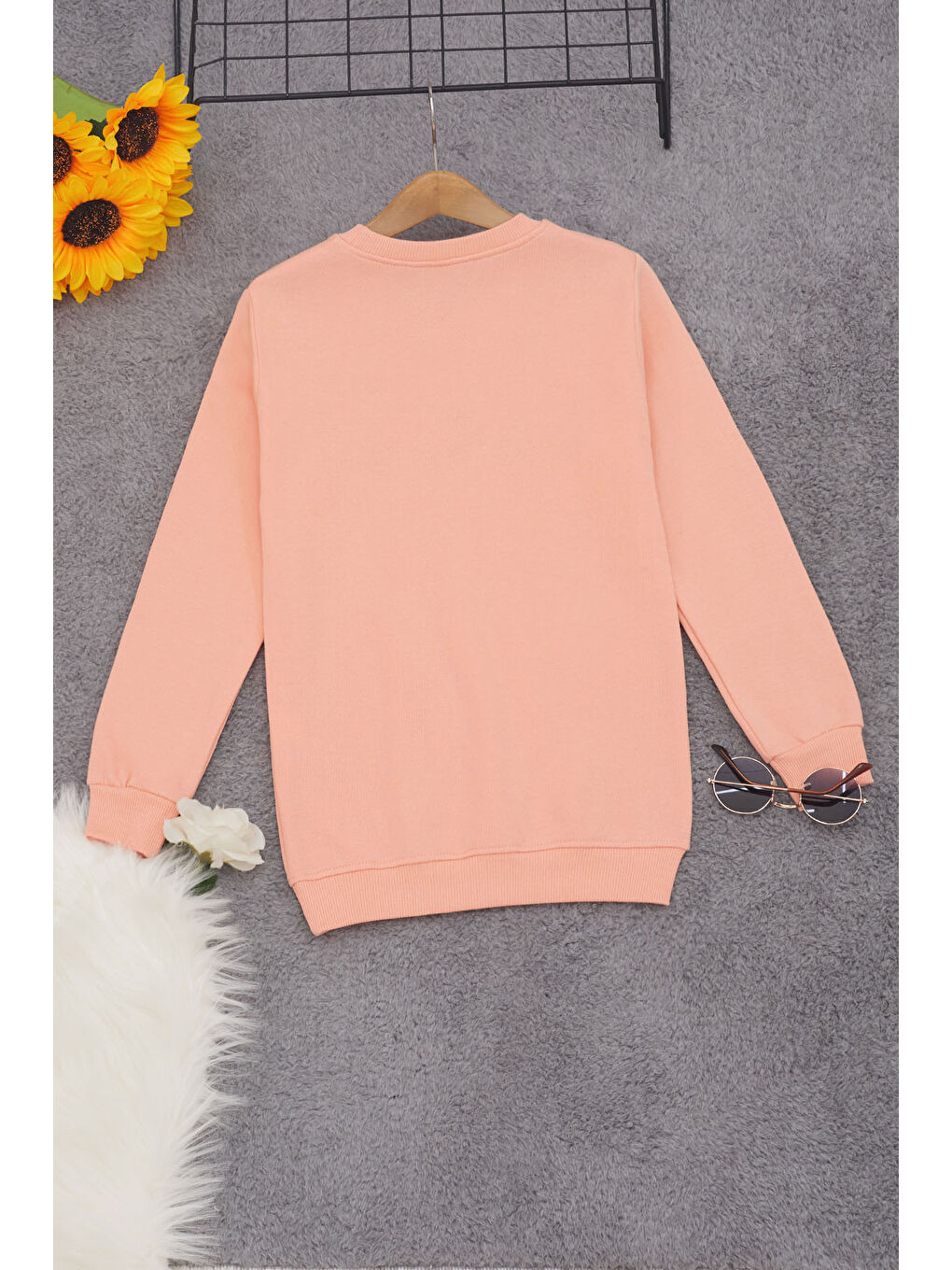 Pembe Life Kids Club Pembe Somon Papatya Nakışlı Kız Çocuk Kız Çocuk Sweatshirt 17202 - 3