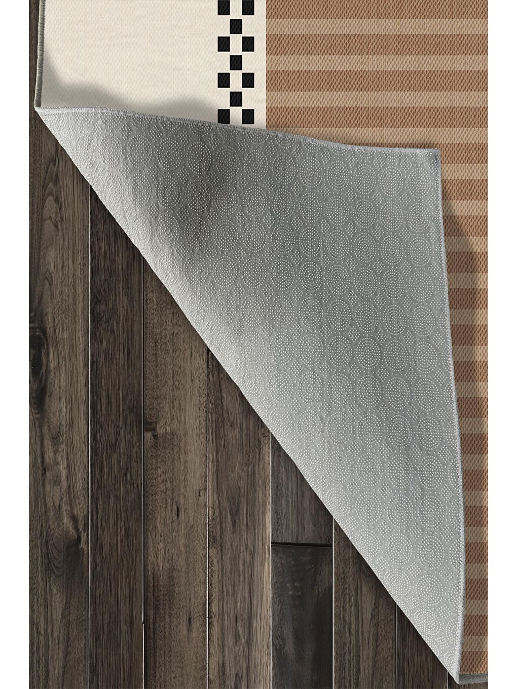 Kahverengi Özel Tasarım, Kaymaz Taban, İnce, Yıkanabilir, Modern Halı WOOKECE1492 180x280-6